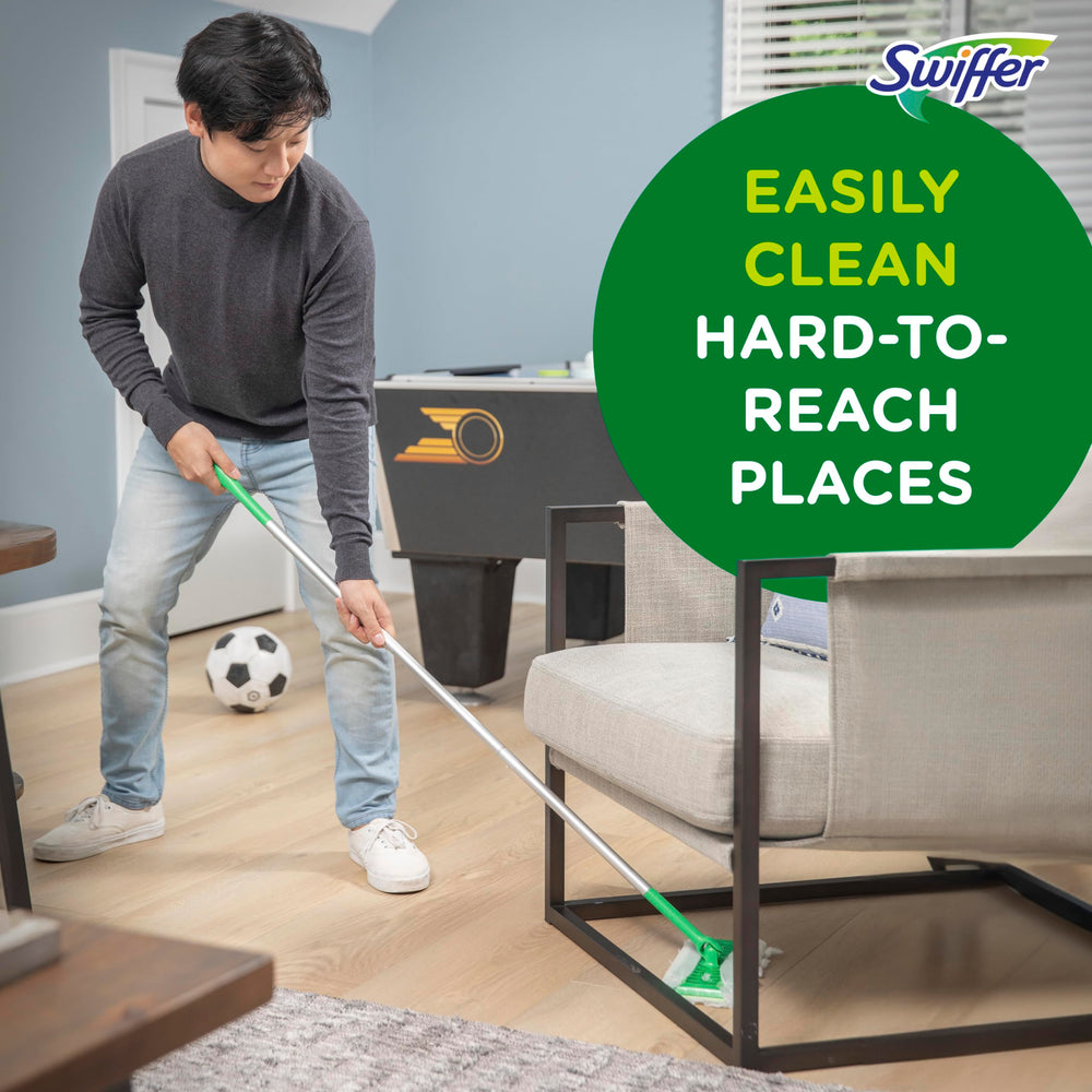 Etiqueta del paquete Swiffer con compatibilidades y instrucciones claras