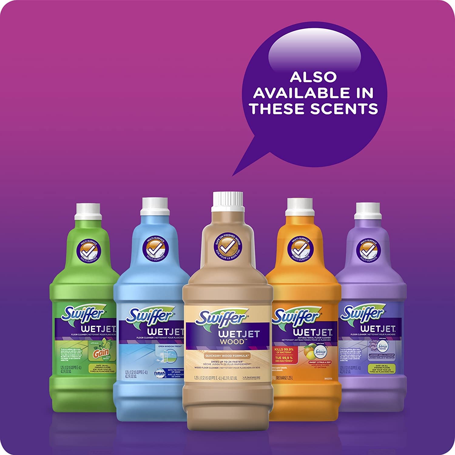 Swiffer cleaning a kitchen floor with lavender scent for fresh-smelling rooms