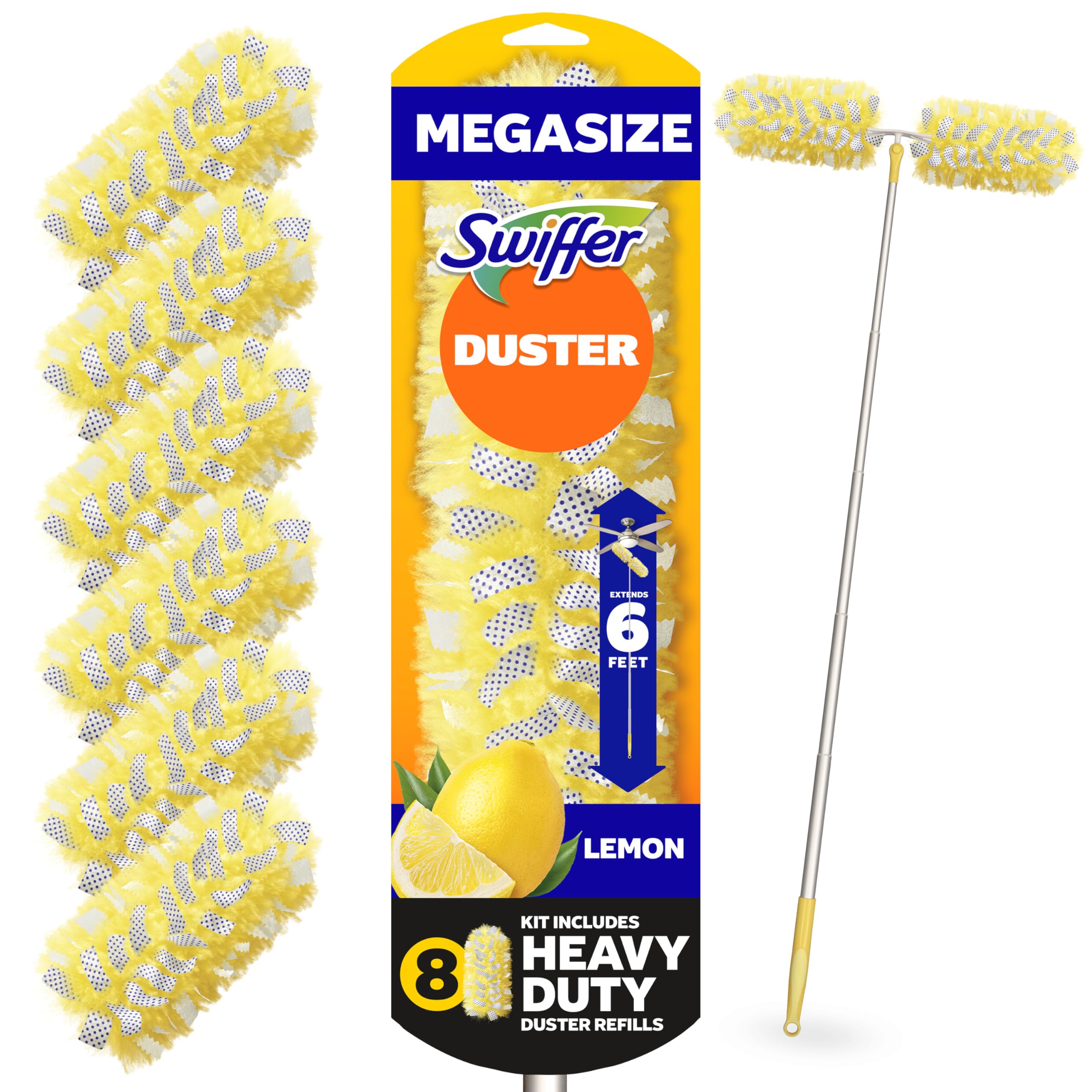 Swiffer mango extensible frontal mostrando alcance y control
