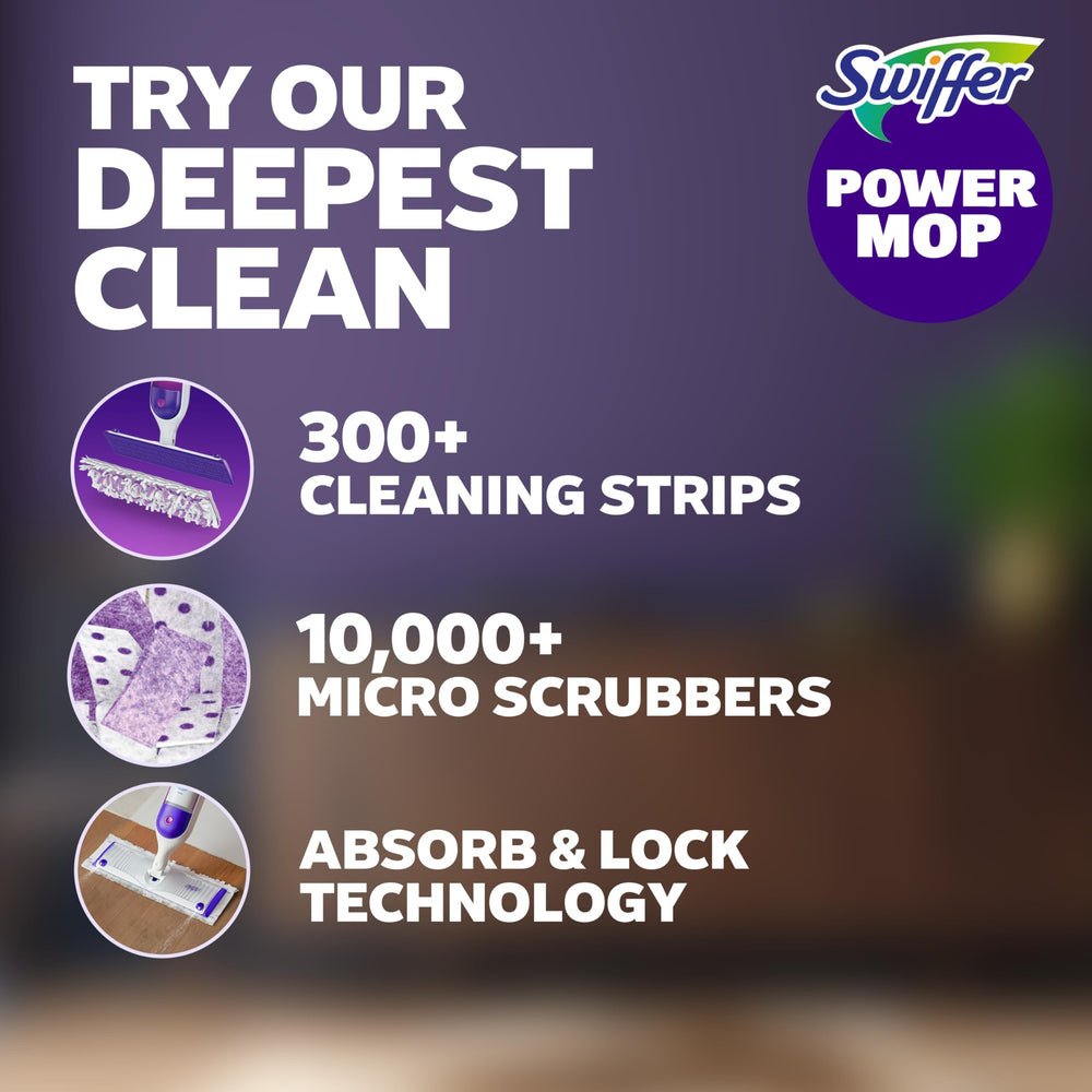 Swiffer PowerMop detalle de tiras de fricción que eliminan suciedad incrustada