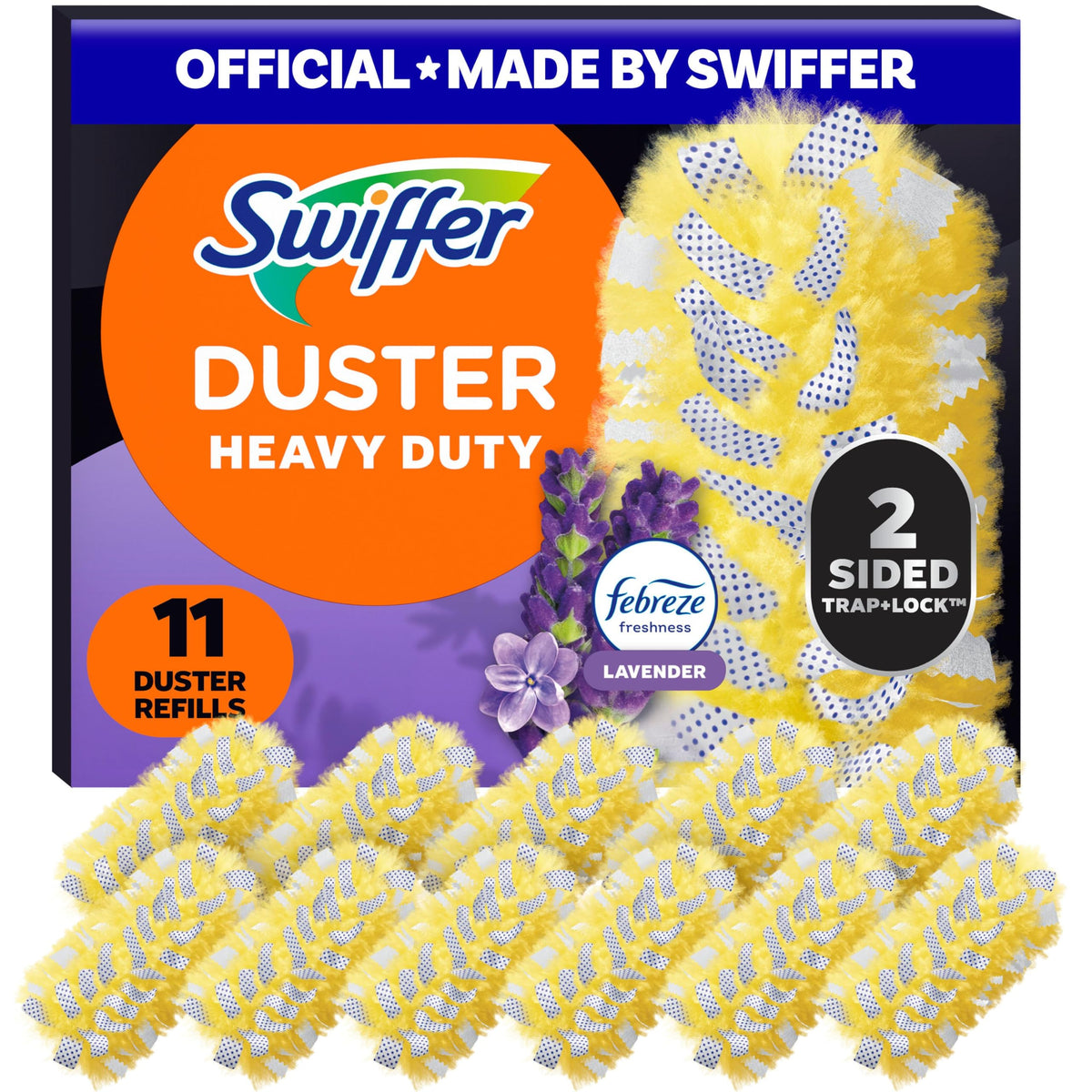 Swiffer recambio frontal en empaque mostrando cantidad y aroma lavanda