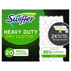 Swiffer mostrando frente del paquete con 40 paños, limpieza rápida