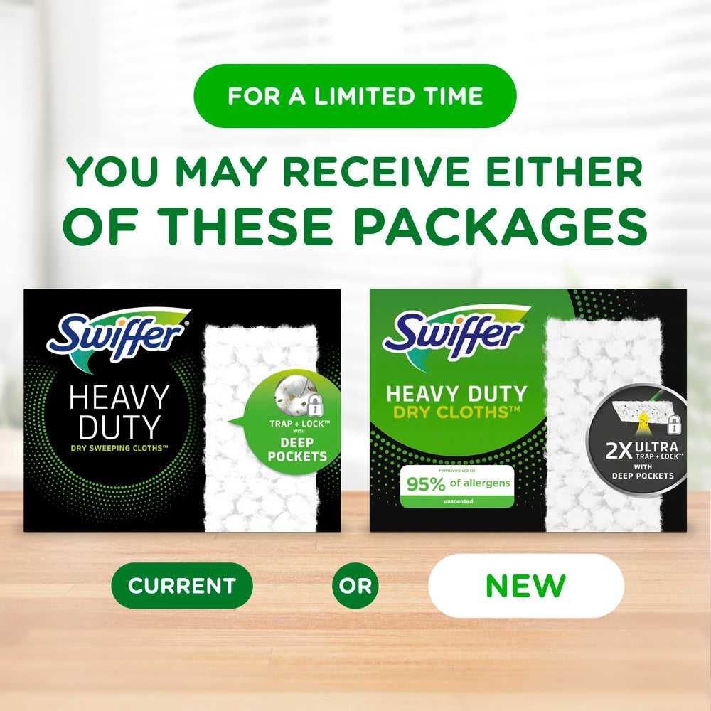 Swiffer paquete abierto mostrando paños dentro, fácil reposición