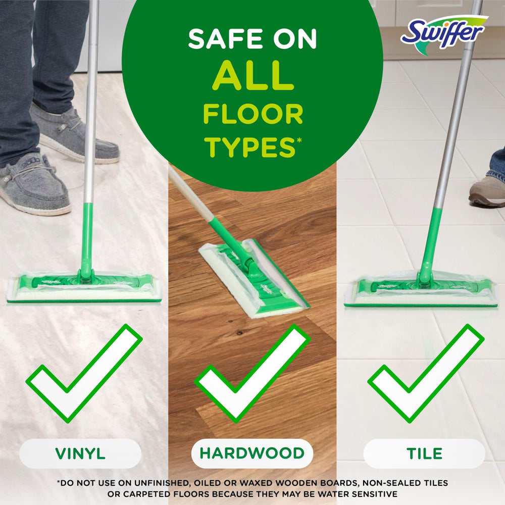 Swiffer franja de fregado integrada eliminando manchas difíciles sin frotar mucho