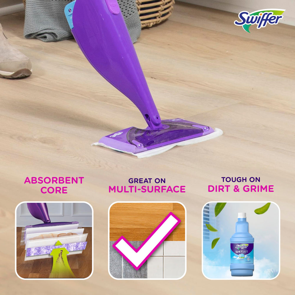 Primer plano textura de almohadilla Swiffer con tira Absorb + Lock reteniendo suciedad