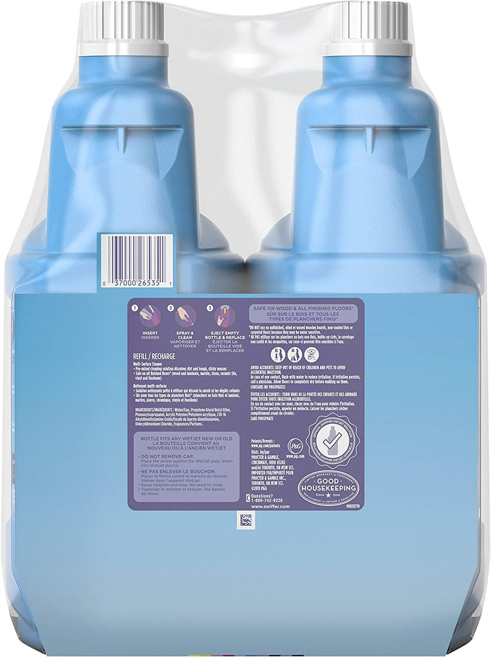 Swiffer detalle de etiqueta con ingredientes claros y instrucciones