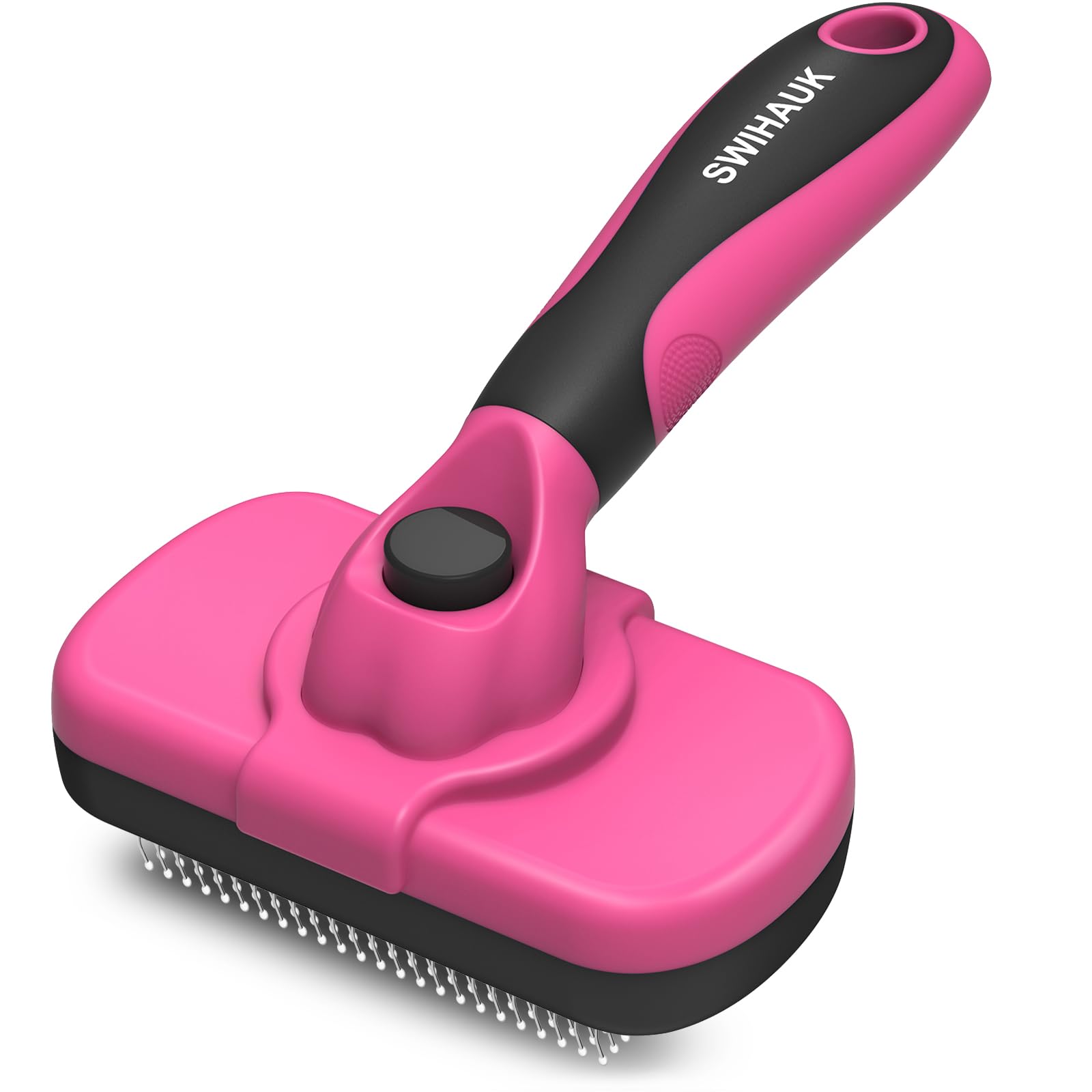 Swihauk vista frontal del cepillo rosa muestra diseño y beneficio ergonómico