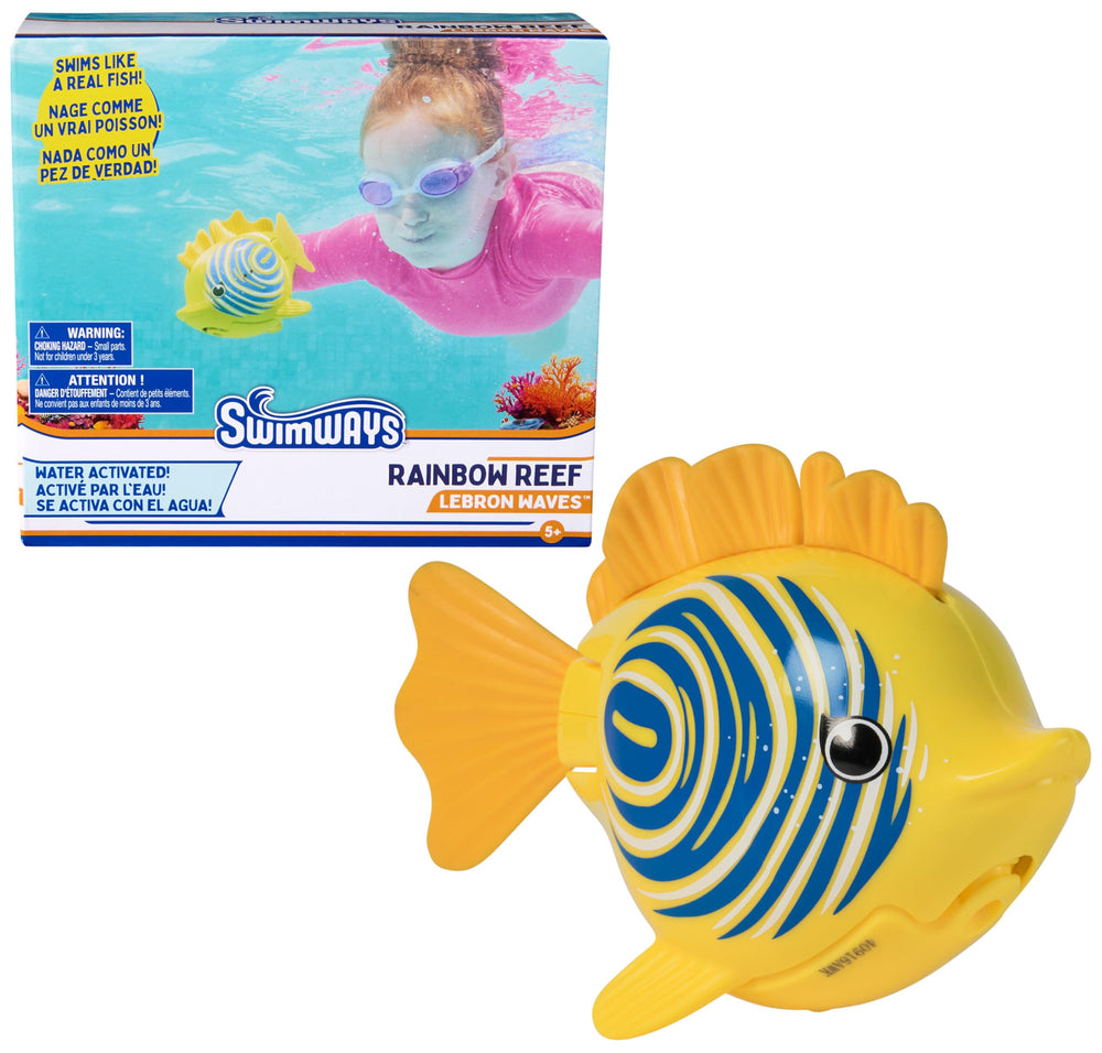 SwimWays Lebron Waves frontal del empaque mostrando colores vivos y diseño atractivo