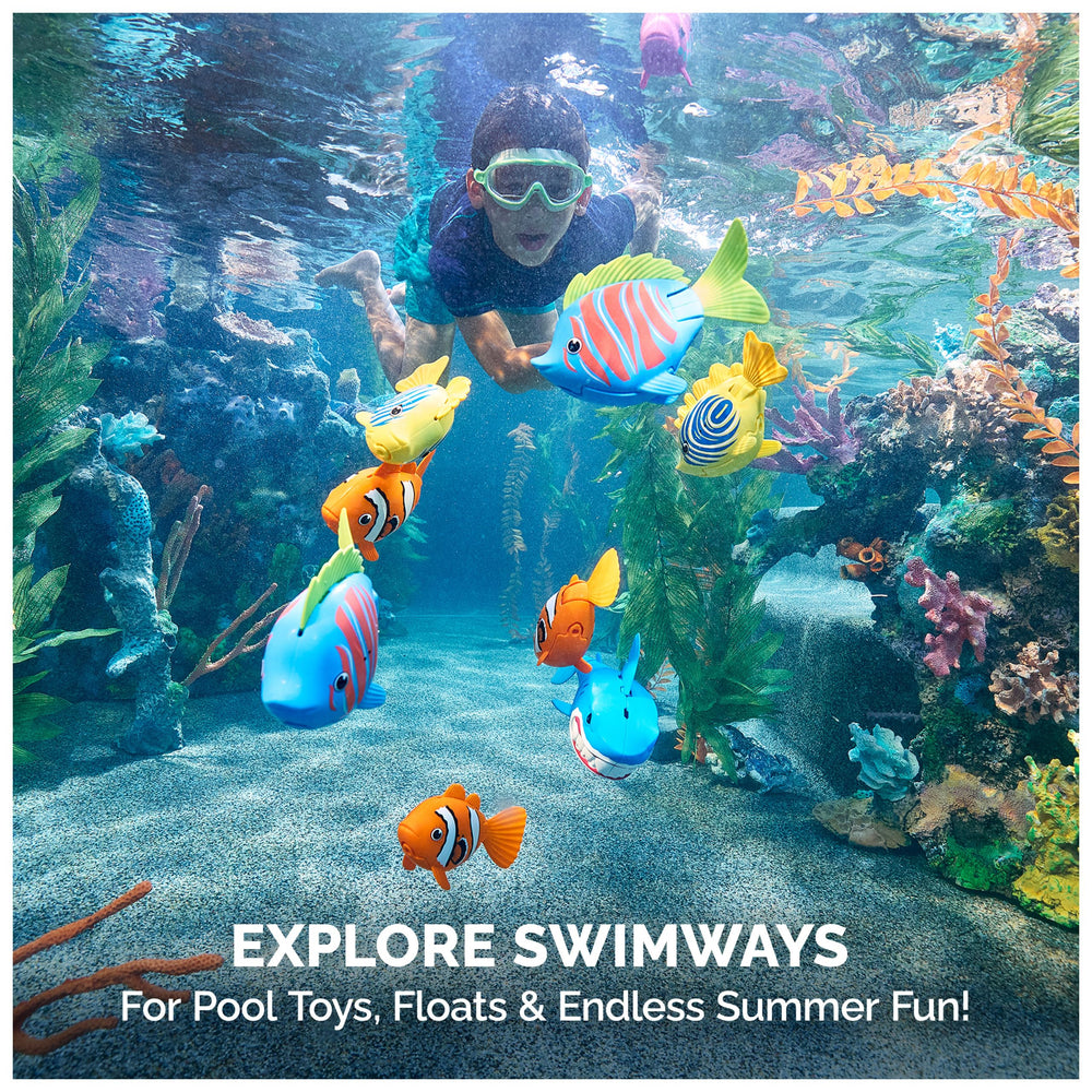 SwimWays contraportada del empaque con lista de contenidos y recomendaciones claras