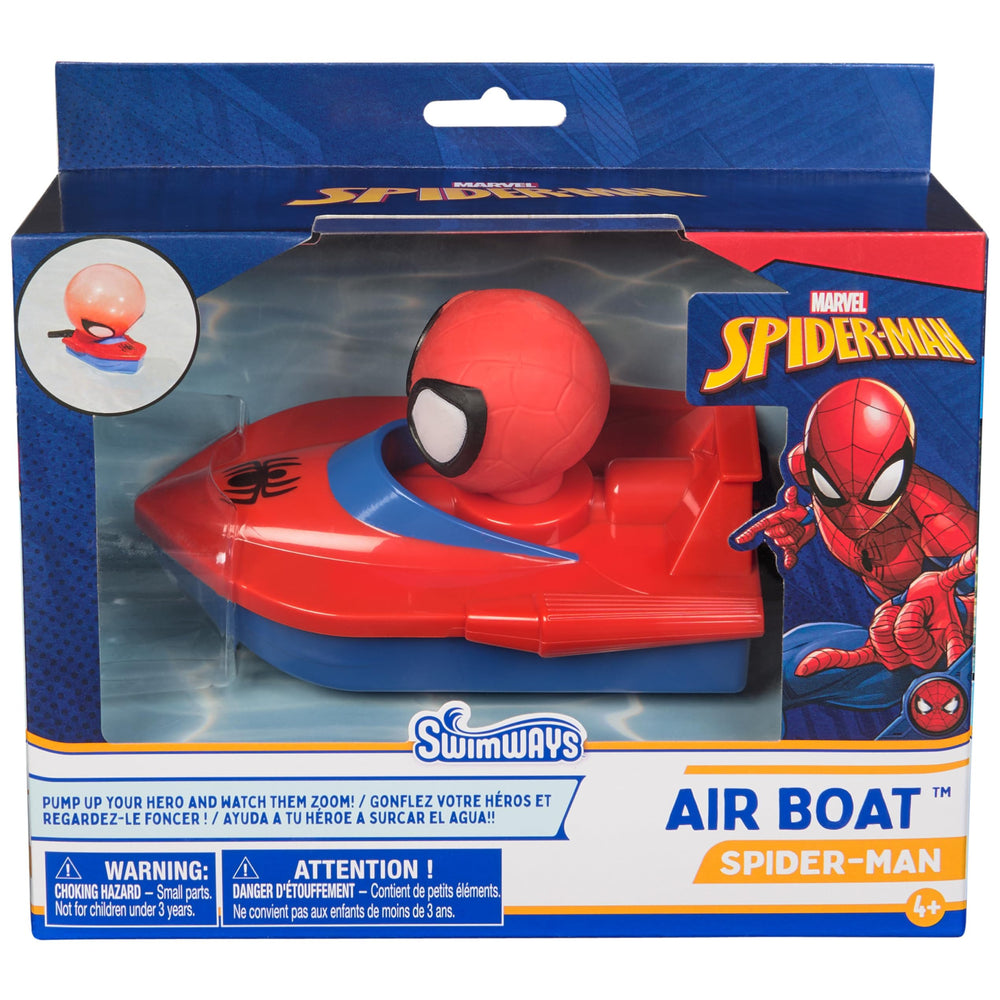 SwimWays Spider-Man vista frontal del bote mostrando el diseño y diversión