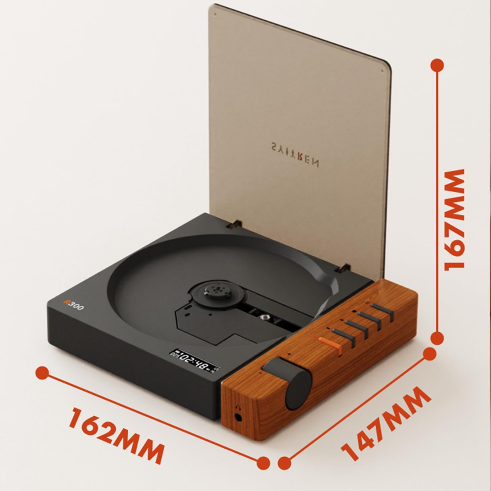syitren R300 primer plano del acabado marrón que resalta estilo retro