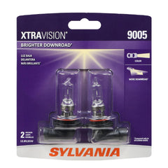 SYLVANIA 9005 pack frontal mostrando el embalaje y valor de reemplazo