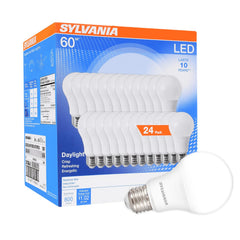LEDVANCE SYLVANIA frontal del empaque mostrando 24 bombillas y ahorro energético