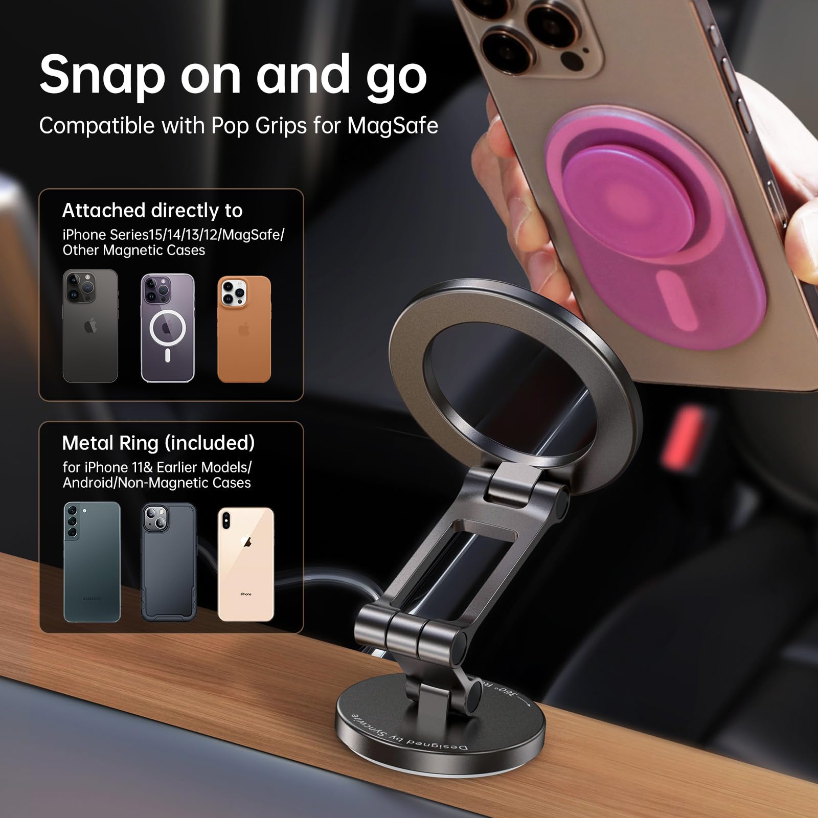 SYNCWIRE lámina magnética colocada en funda para compatibilidad universal