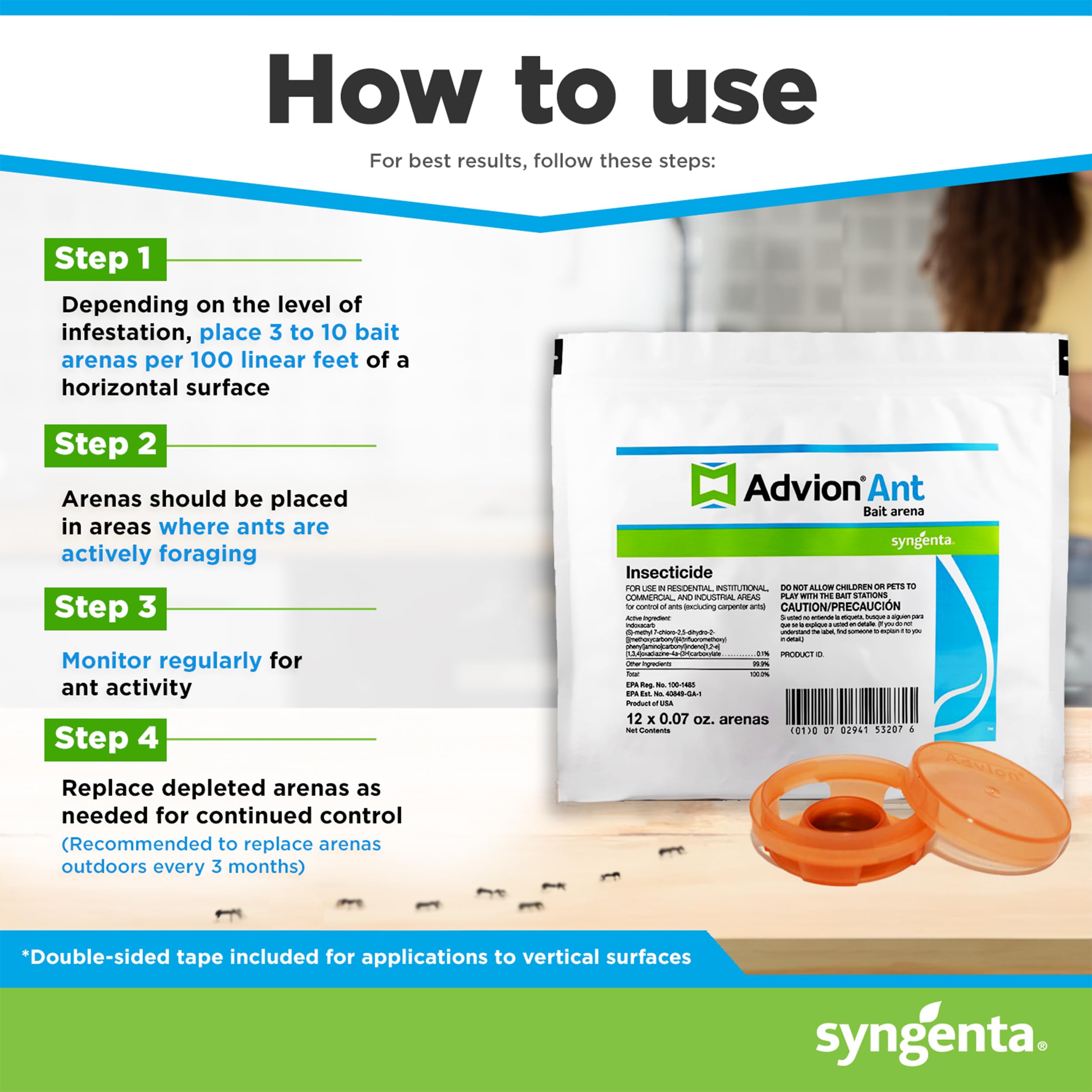 Syngenta Advion on a patio edge showing outdoor placement benefit