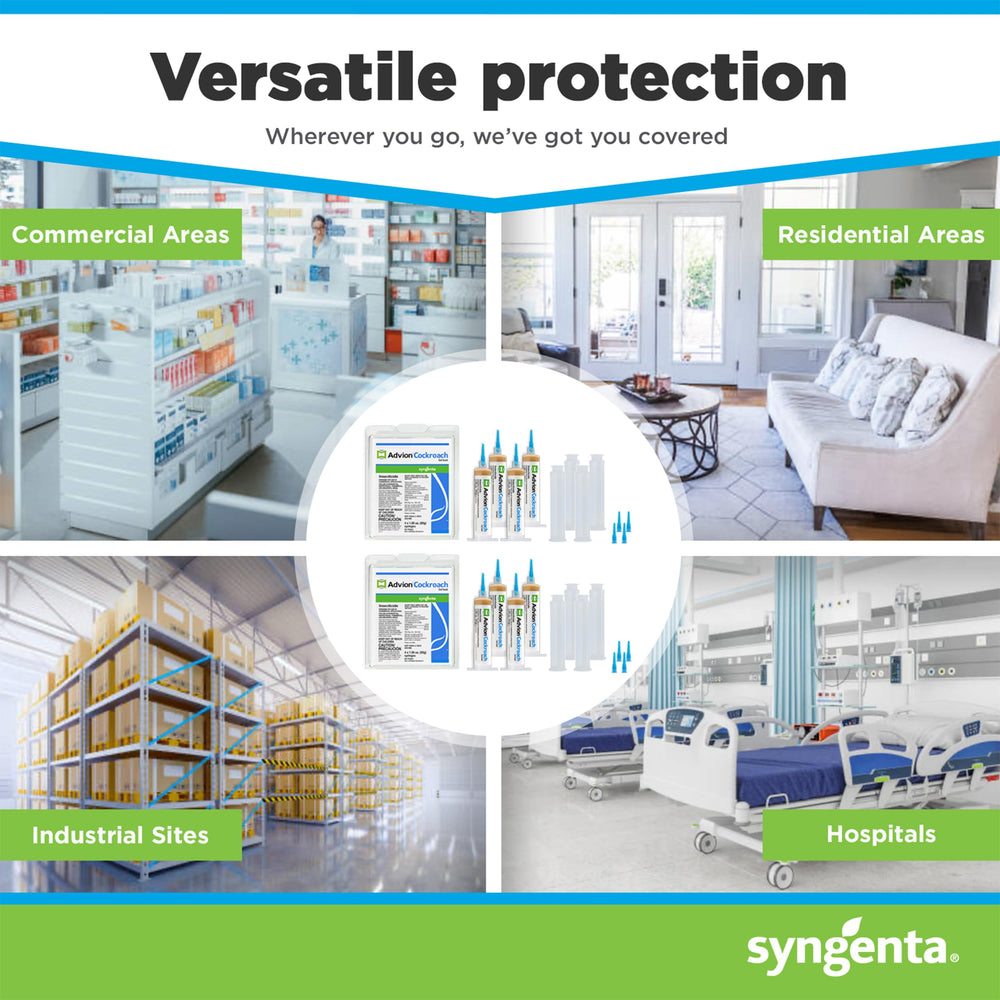 Syngenta Advion jeringa junto a moneda para comparar tamaño y dosificación