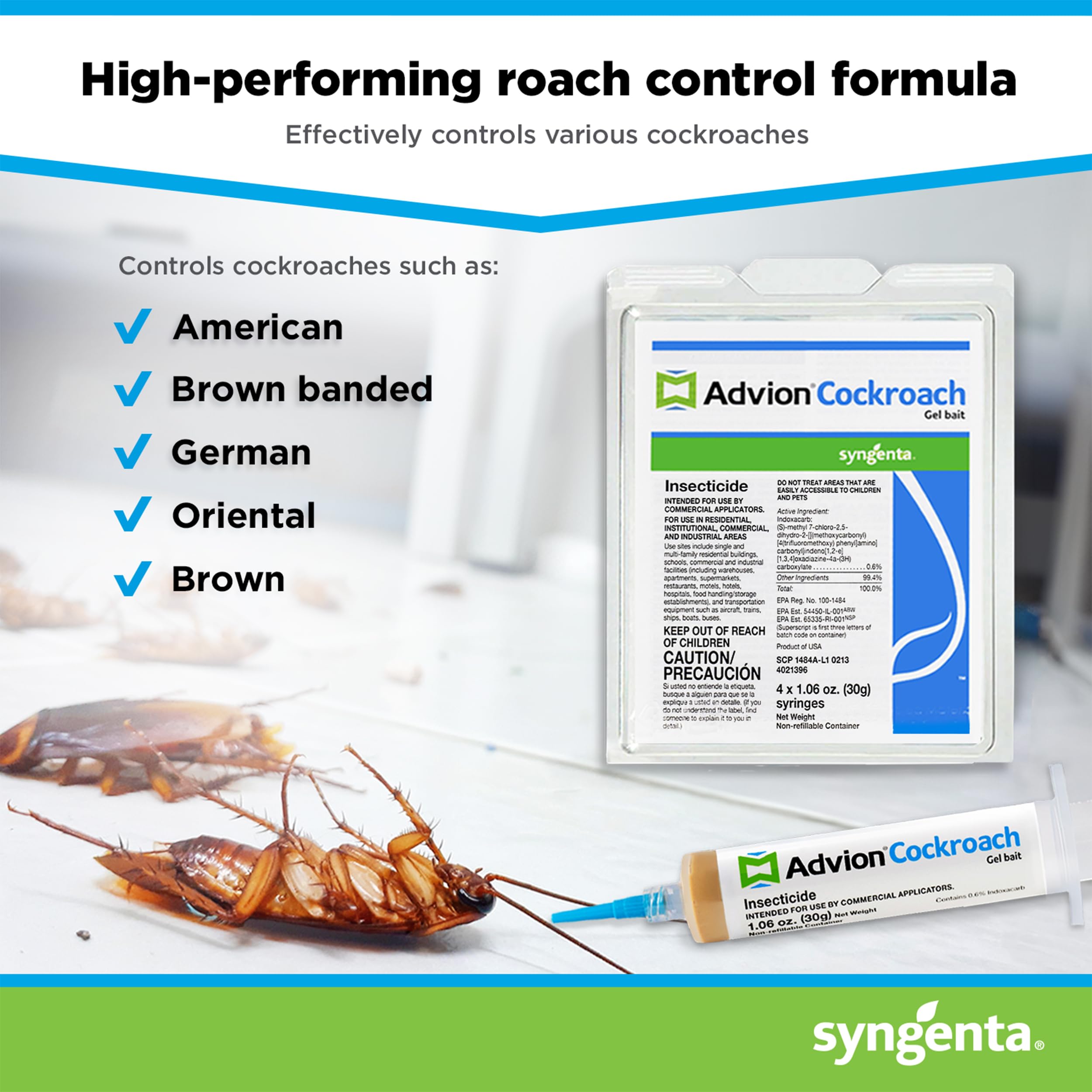 Syngenta Advion four tubes lined up showing package scale and value