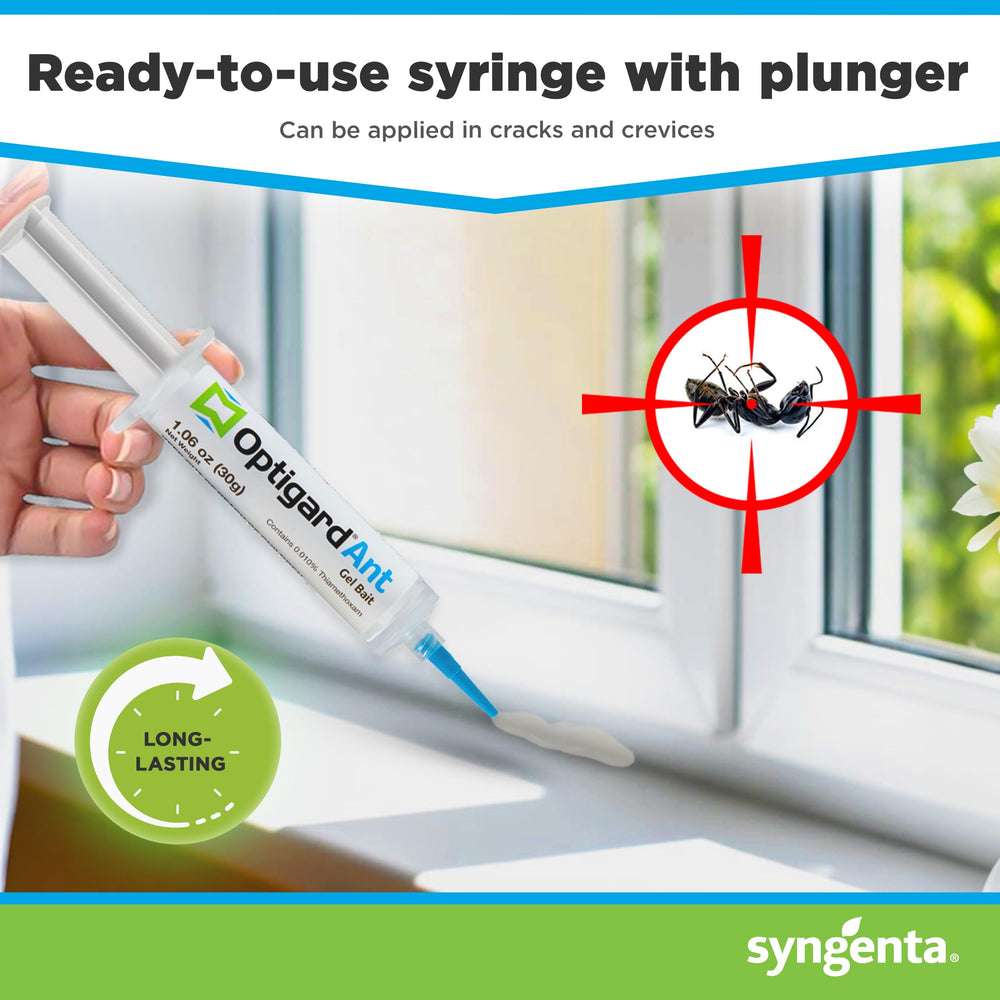 Syngenta Optigard size comparison in hand showing compact, ready-to-use syringe