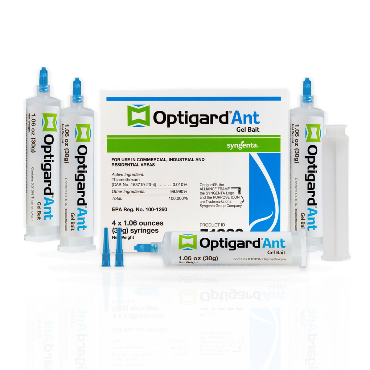 Syngenta Optigard front packaging showing four 30g tubes and box benefits