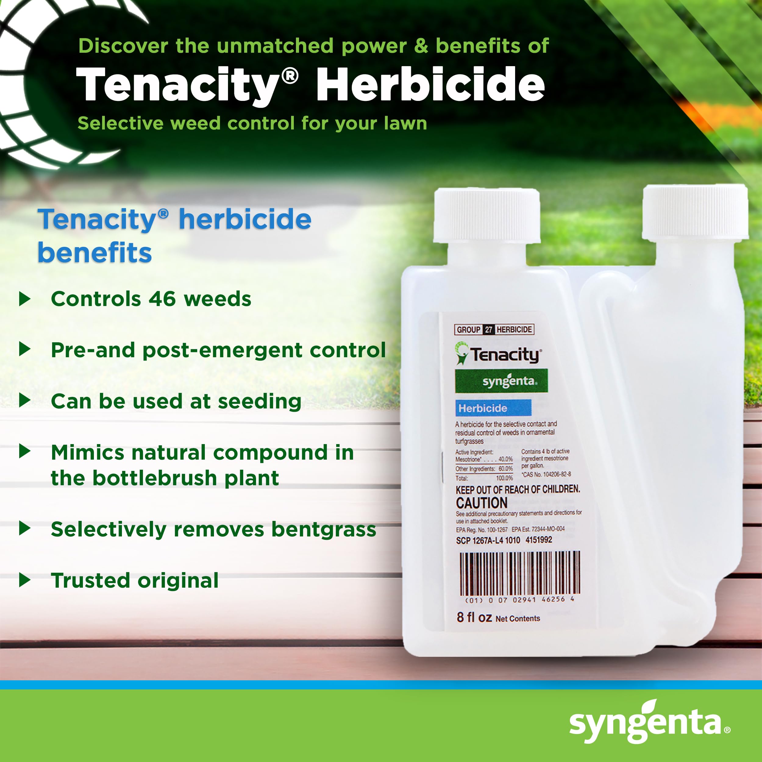 Syngenta Tenacity detalle de etiqueta con instrucciones claras y seguridad