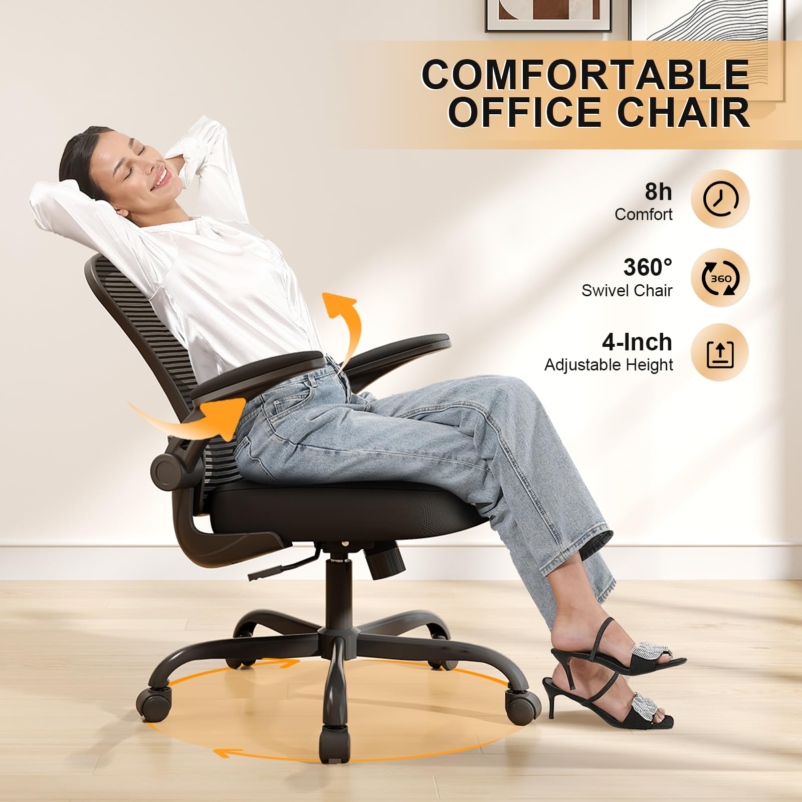 Synorla casters rolling smoothly on floor to enable quiet mobility