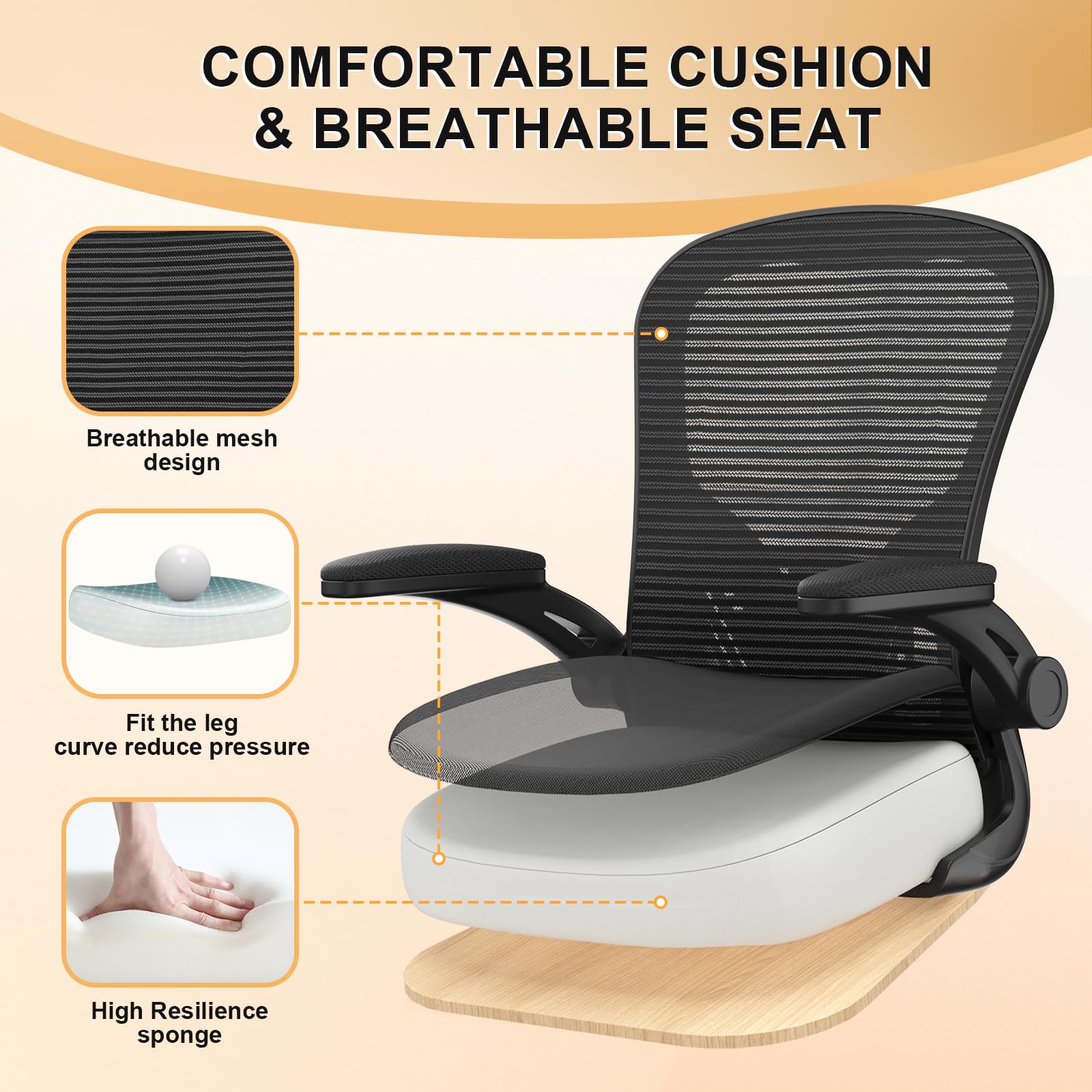 Synorla adjustable lumbar support showing three height settings for posture