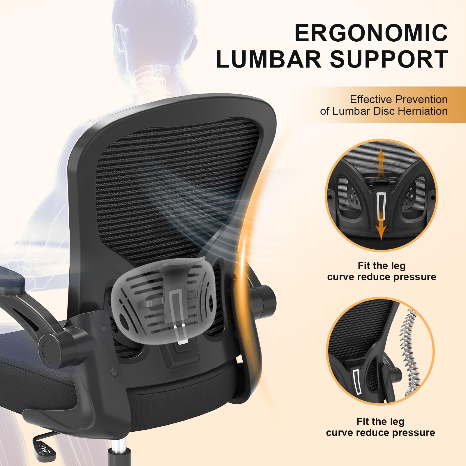 Synorla chair beside desk to show size and fit in compact workspaces