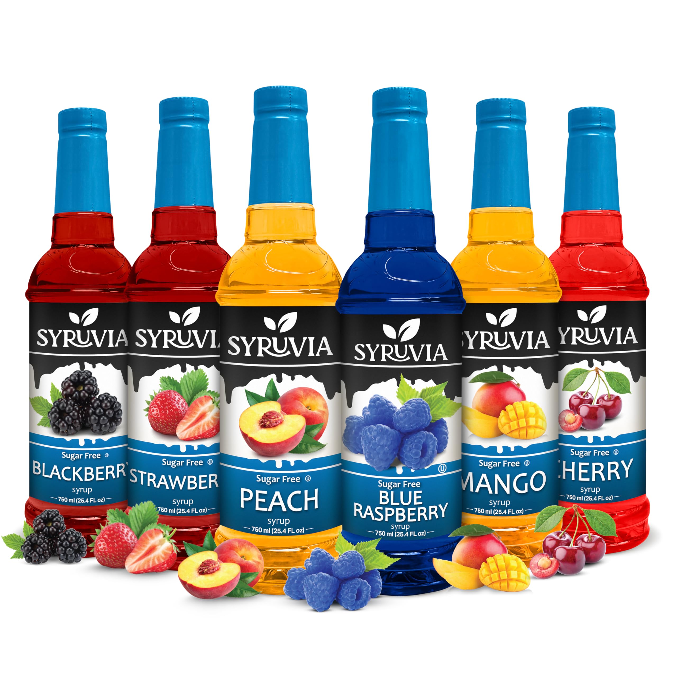 Syruvia vista frontal del pack mostrando seis botellas y variedad