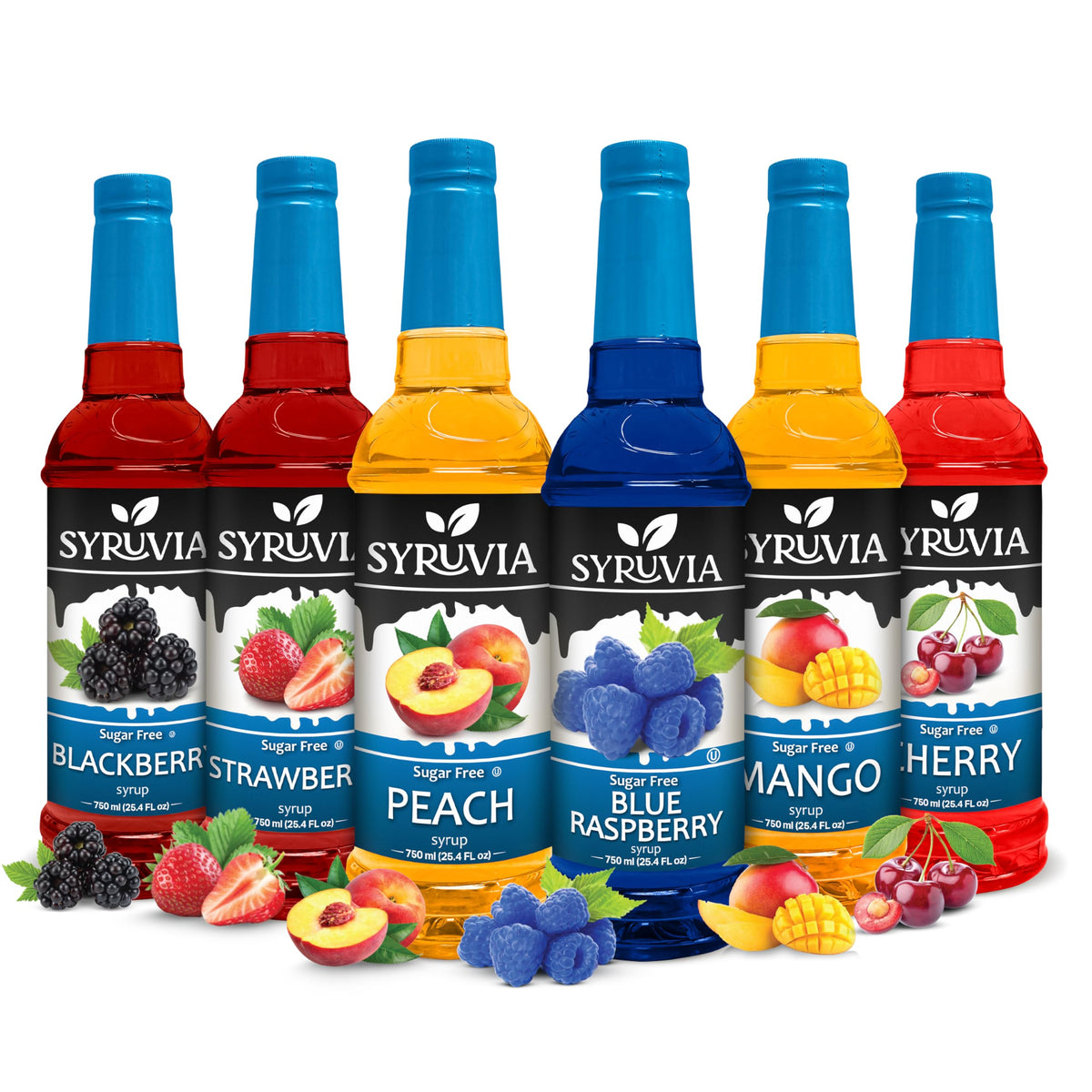 Syruvia vista frontal del pack mostrando seis botellas y variedad