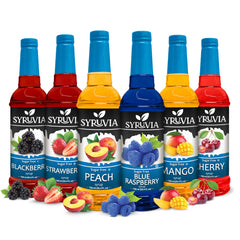 Syruvia vista frontal del pack mostrando seis botellas y variedad