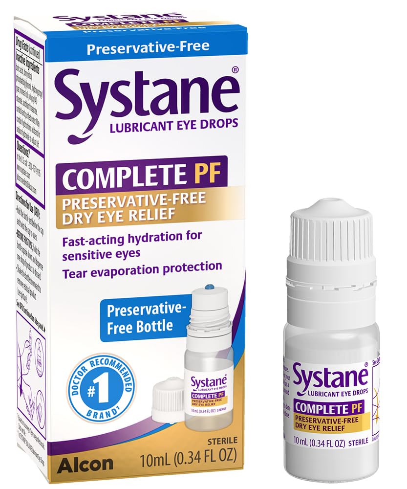 Systane frasco frente mostrando etiqueta y tamaño portátil para alivio ocular