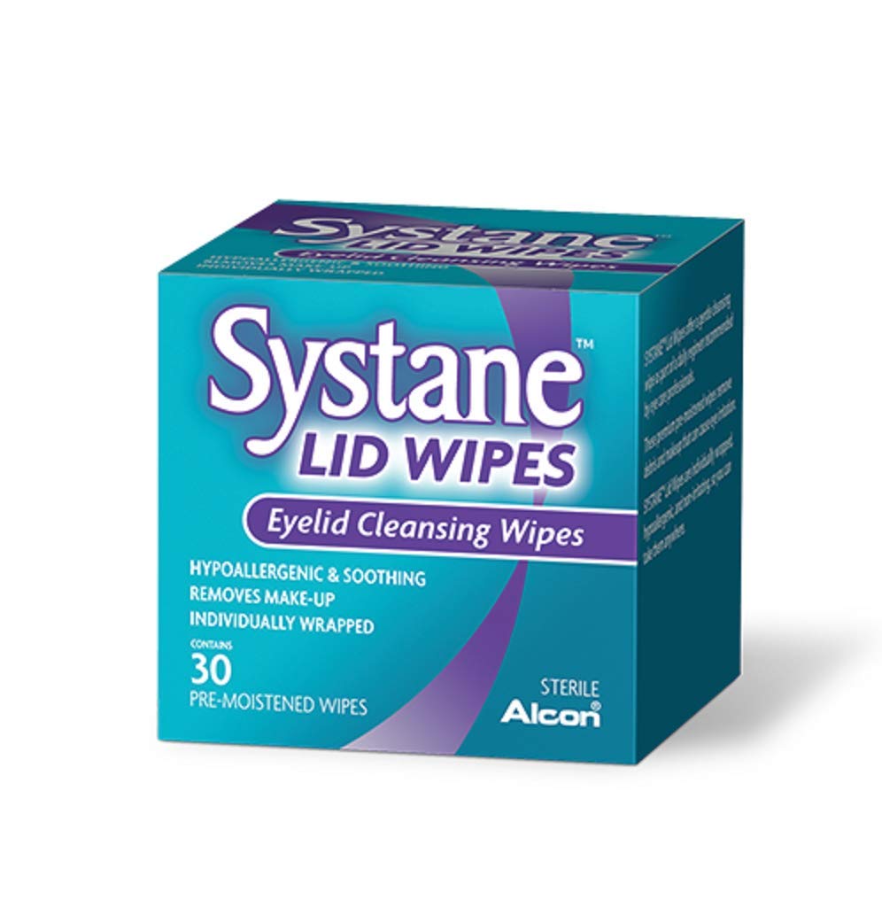 Systane paquete frontal mostrando 30 toallitas por envase y conveniencia