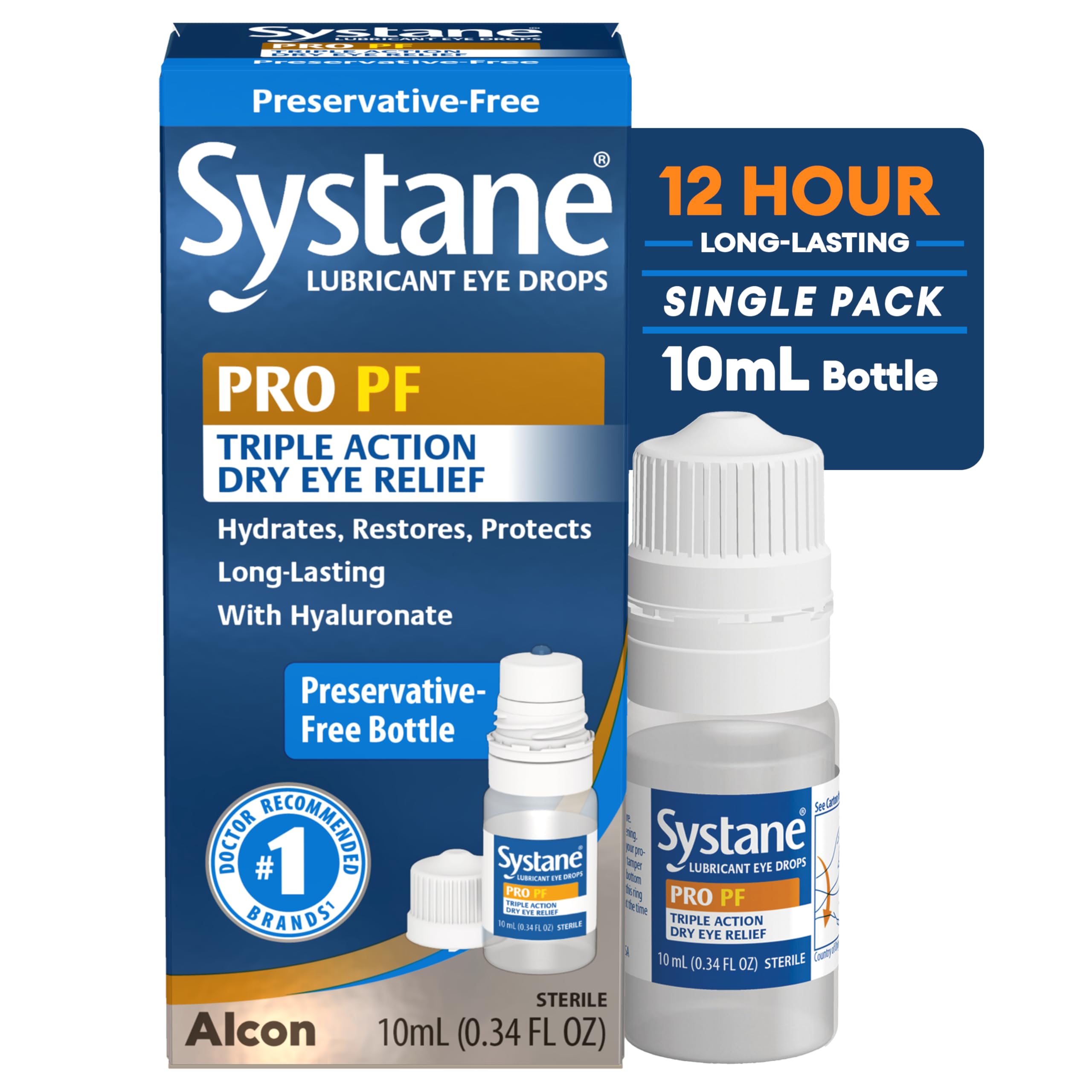 Systane frasco frontal mostrando diseño y tamaño portátil para alivio prolongado