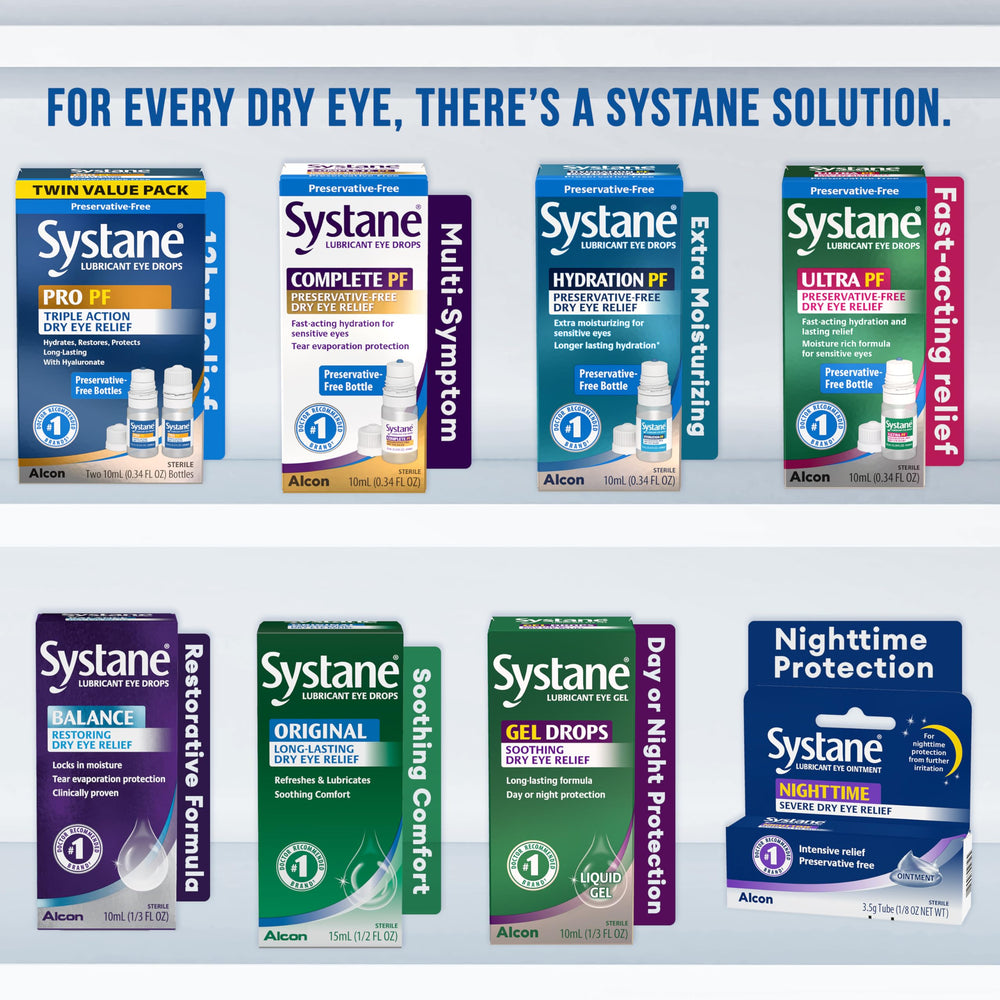 Systane PRO comparación de tamaño para llevar en bolso o mochila