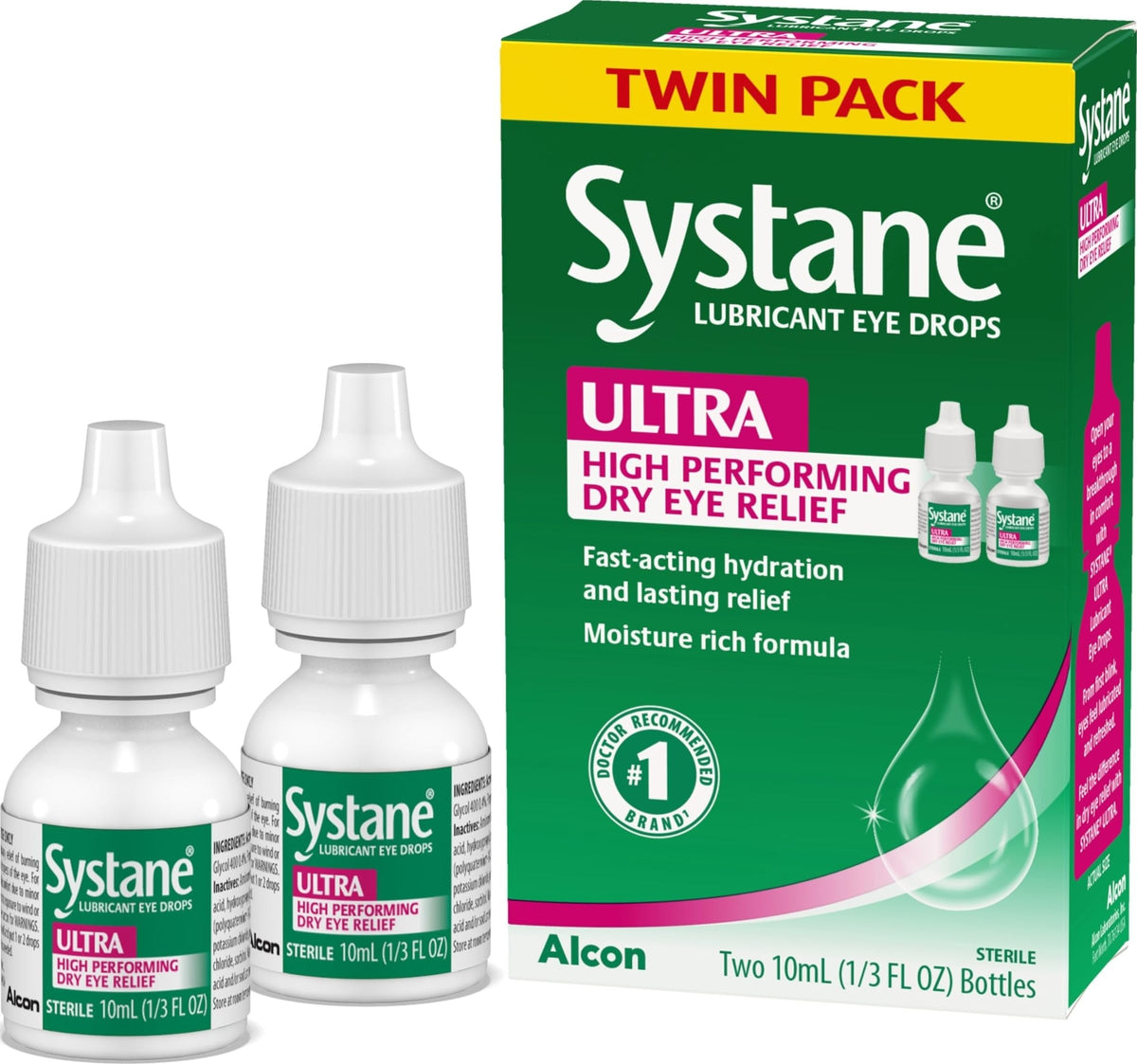 Systane frasco frontal mostrando etiqueta clara y alivio rápido