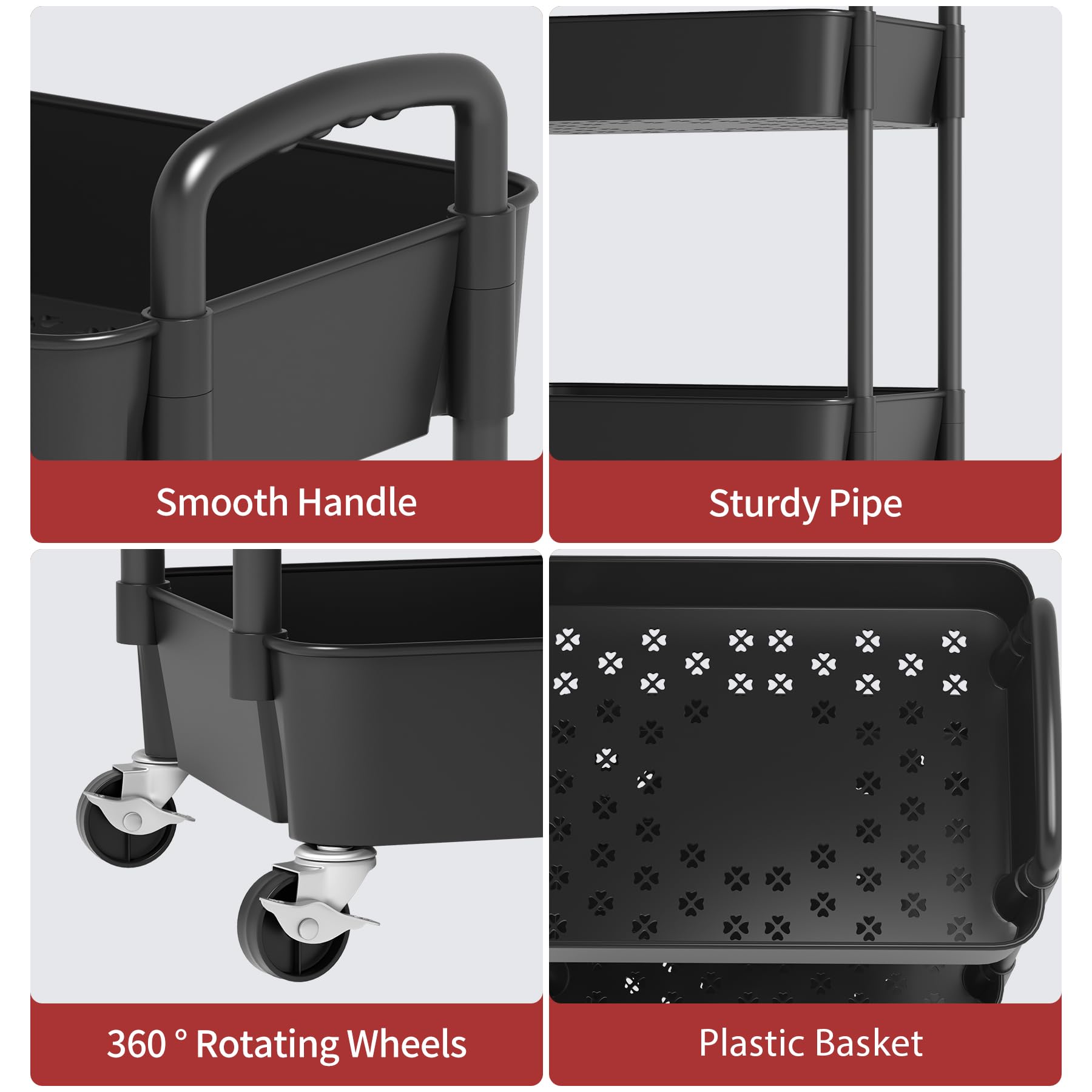 Sywhitta carrito en baño con productos organizados para ahorro de espacio