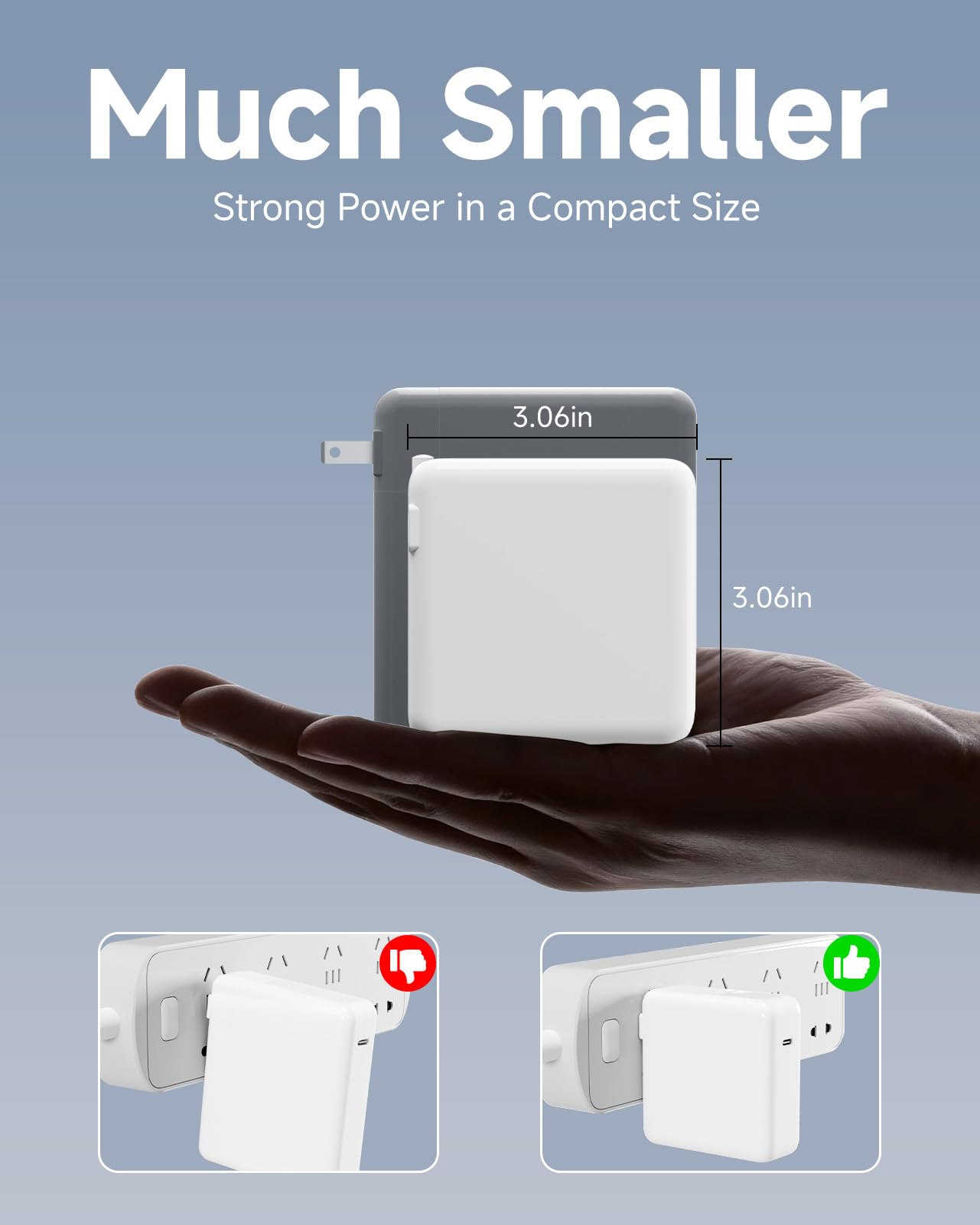 T ATHINK adaptador tamaño comparado con portátil, portátil portátil claro