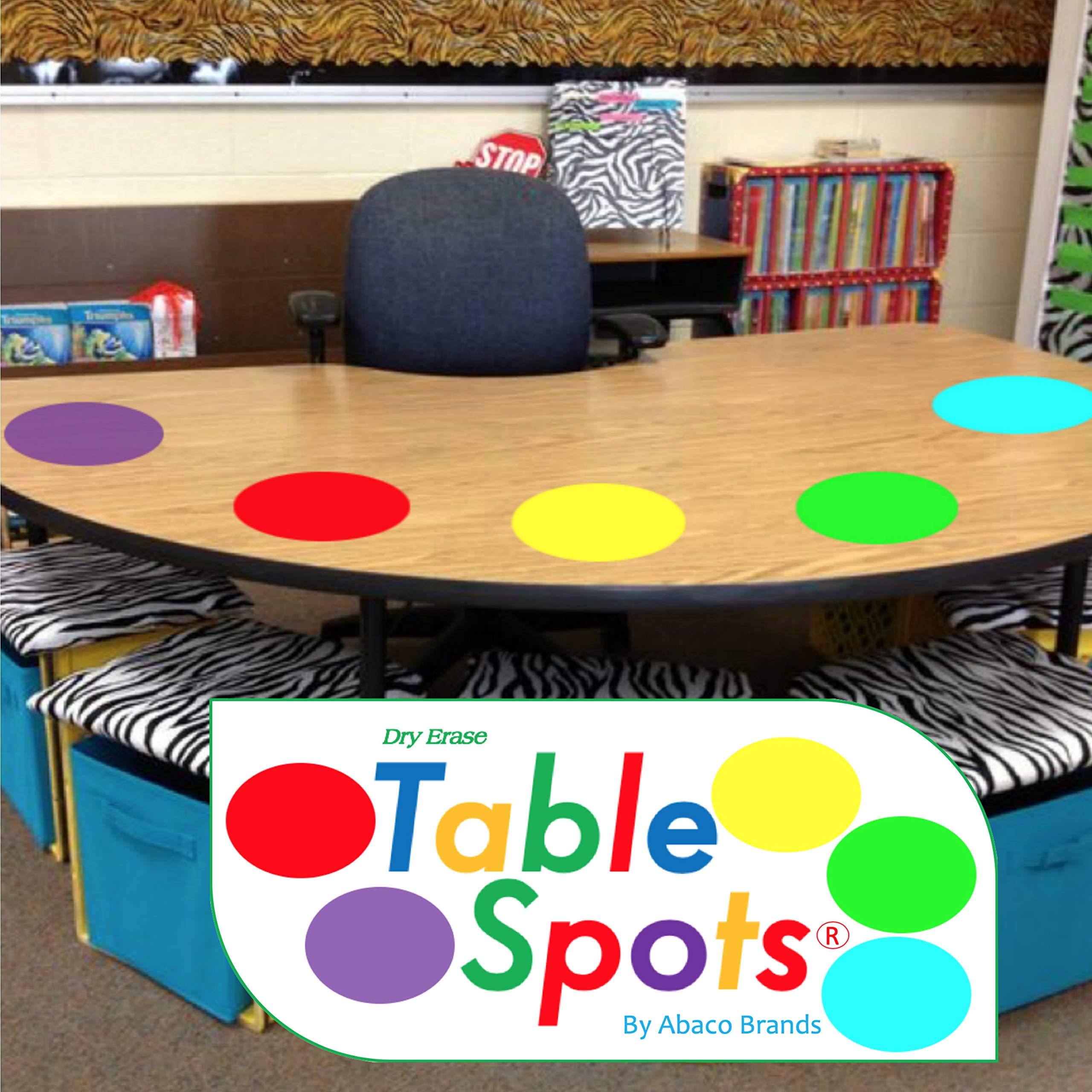 Table Spots frontal del empaque mostrando 10 círculos coloridos y beneficios
