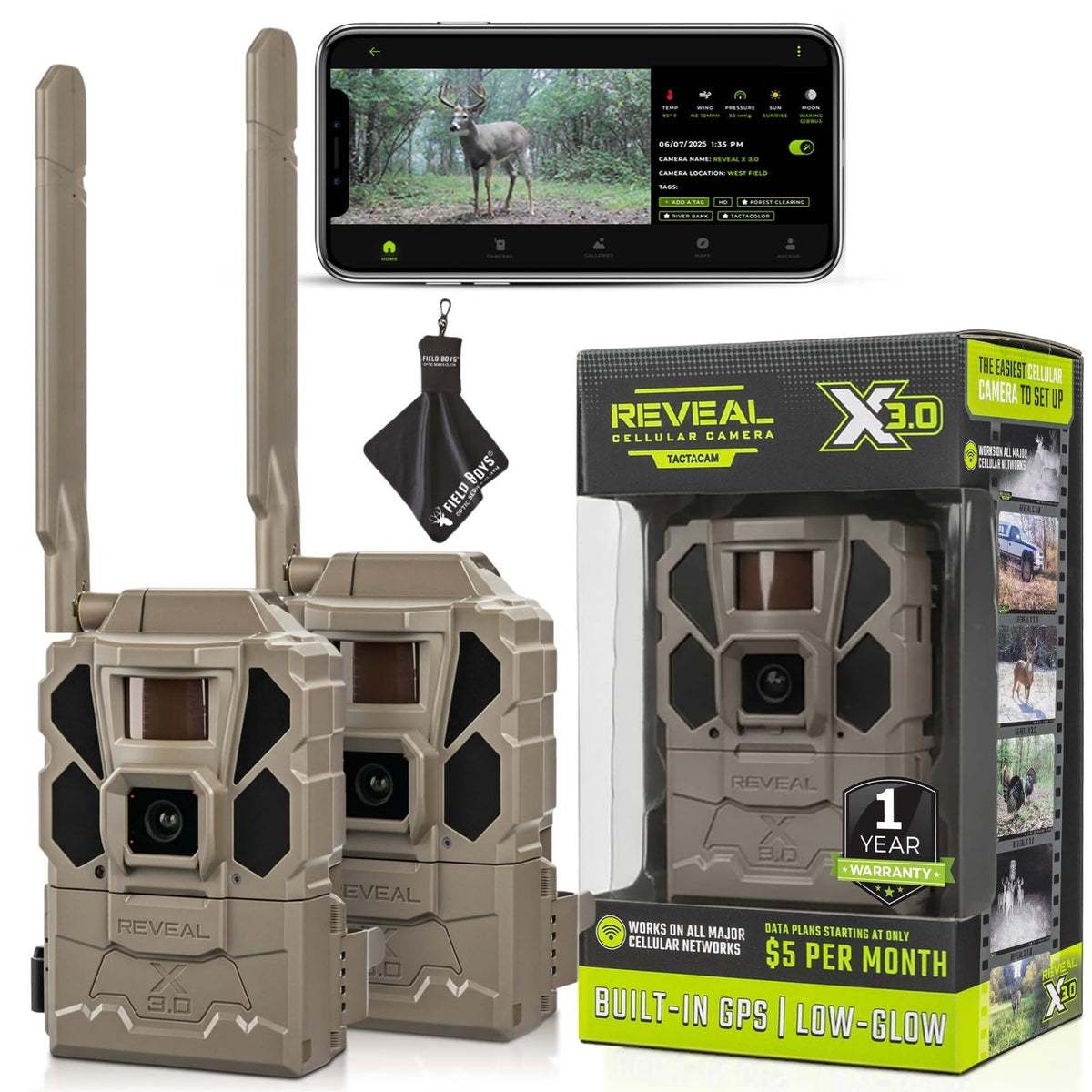 TACTACAM Reveal X vista frontal mostrando lente y diseño robusto, ideal para vigilancia