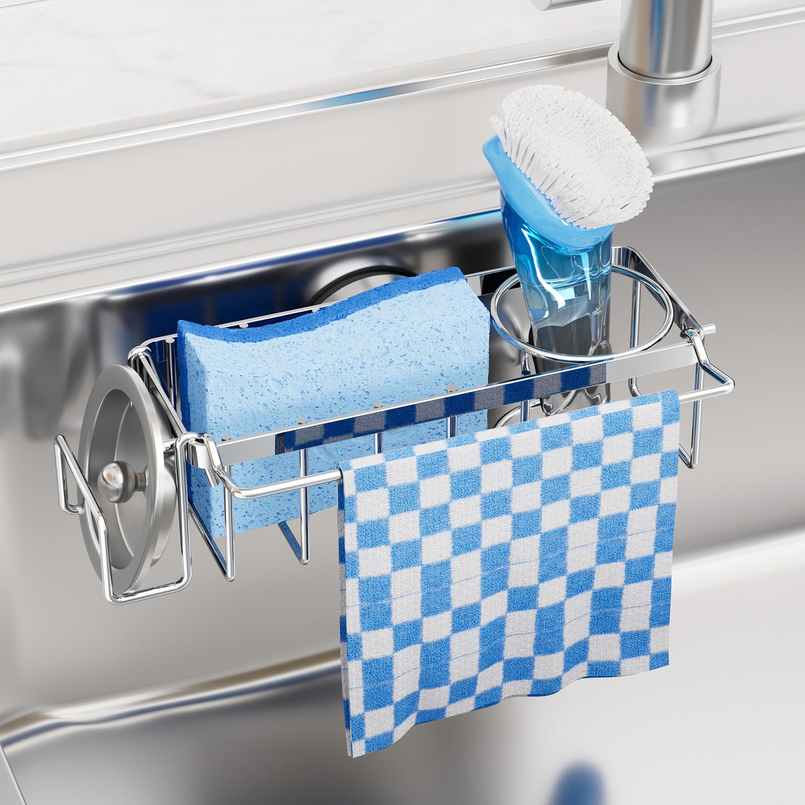 TAILI caddy plateado frontal mostrando organización práctica