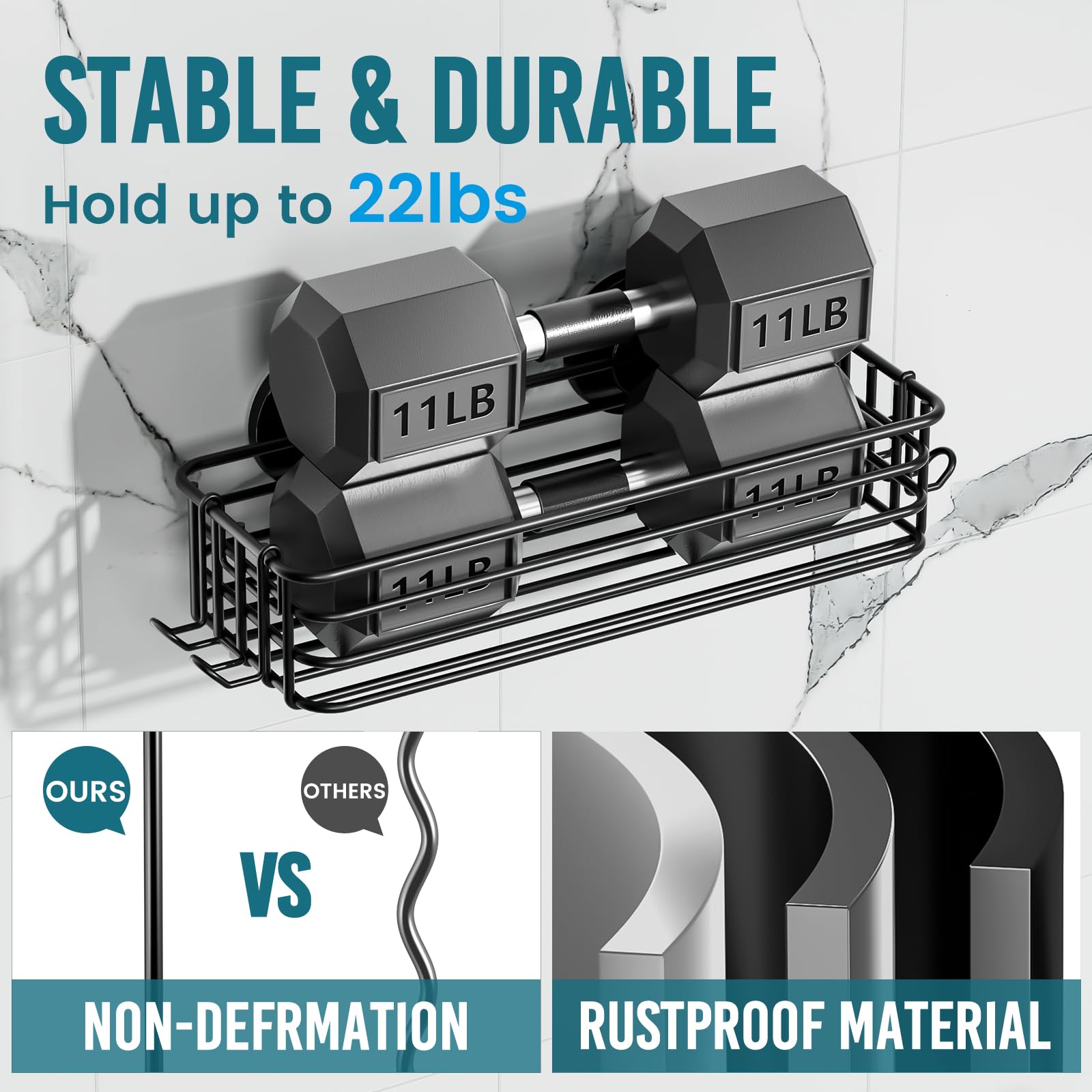 TAILI ganchos laterales sujetando esponja y toalla pequeña