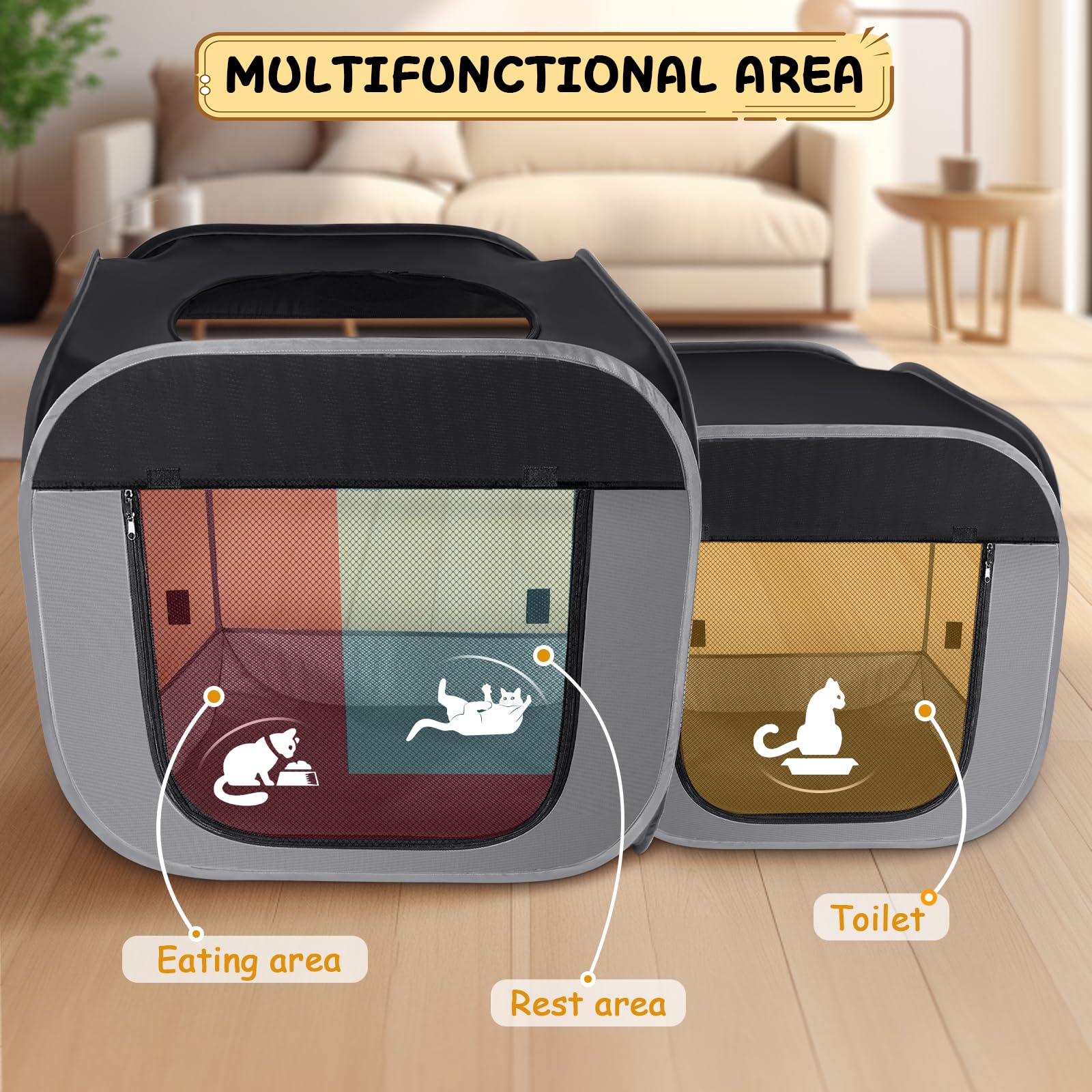 TailTastic interior con áreas separadas, organiza comida y descanso