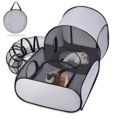 TailTastic vista frontal del playpen mostrando acceso y ventilación