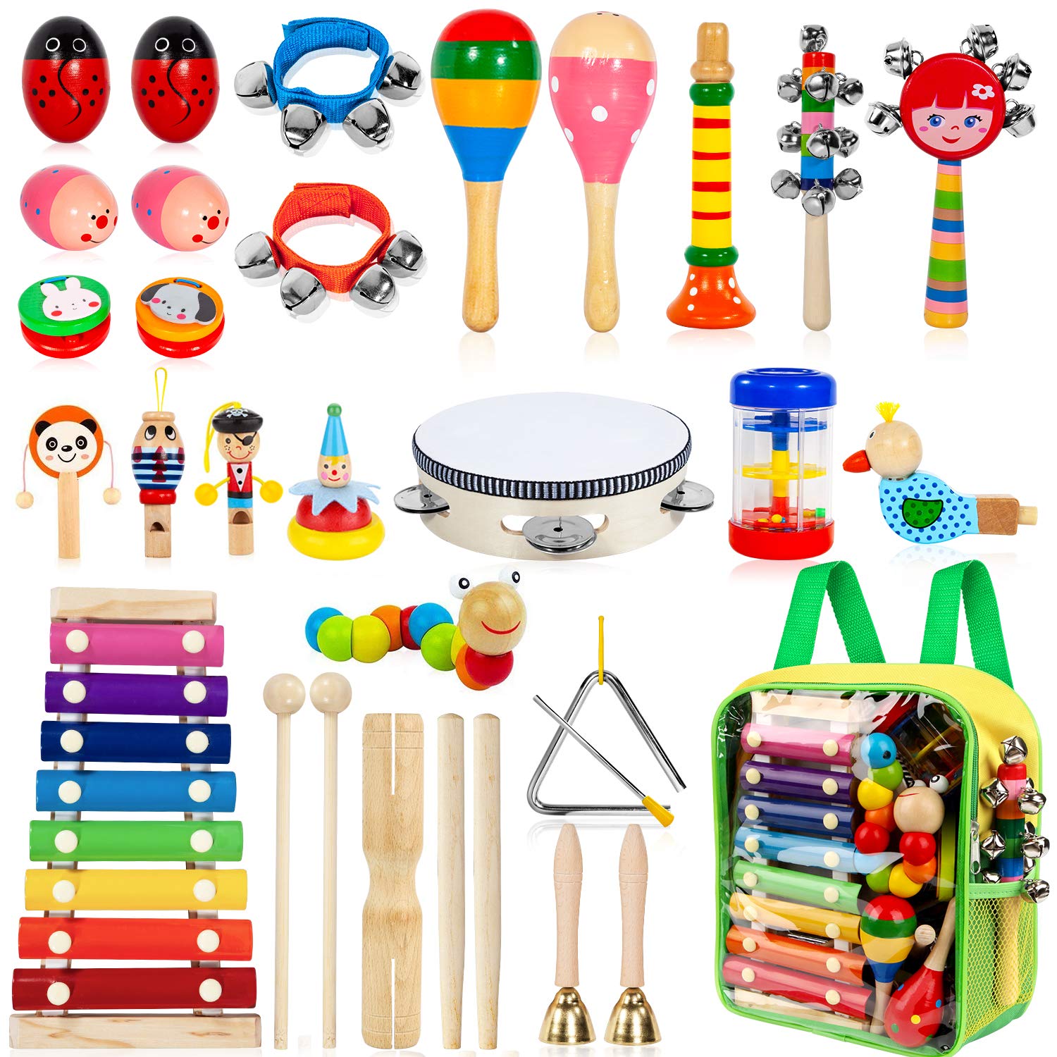 Taimasi set frontal empaquetado mostrando variedad de instrumentos y colores