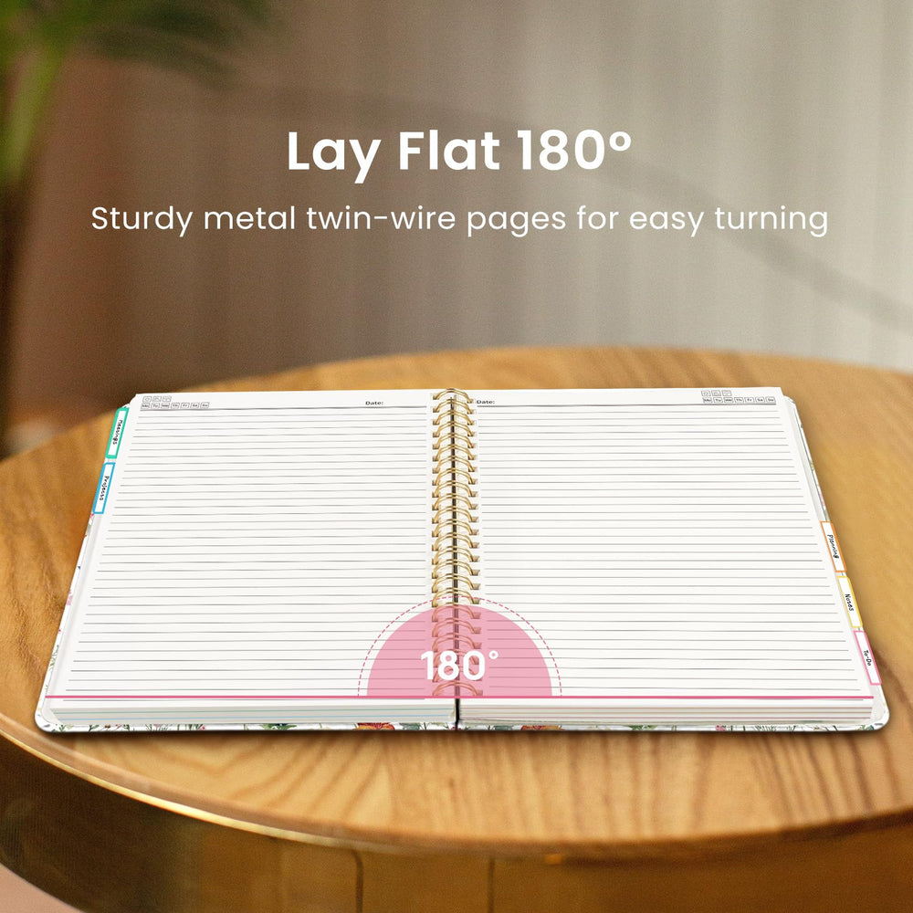 Taja cuaderno abierto 180° en escritorio para toma de apuntes cómoda