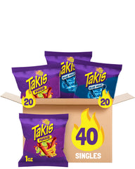 Takis paquete frontal de 40 unidades mostrando variedad y conveniencia