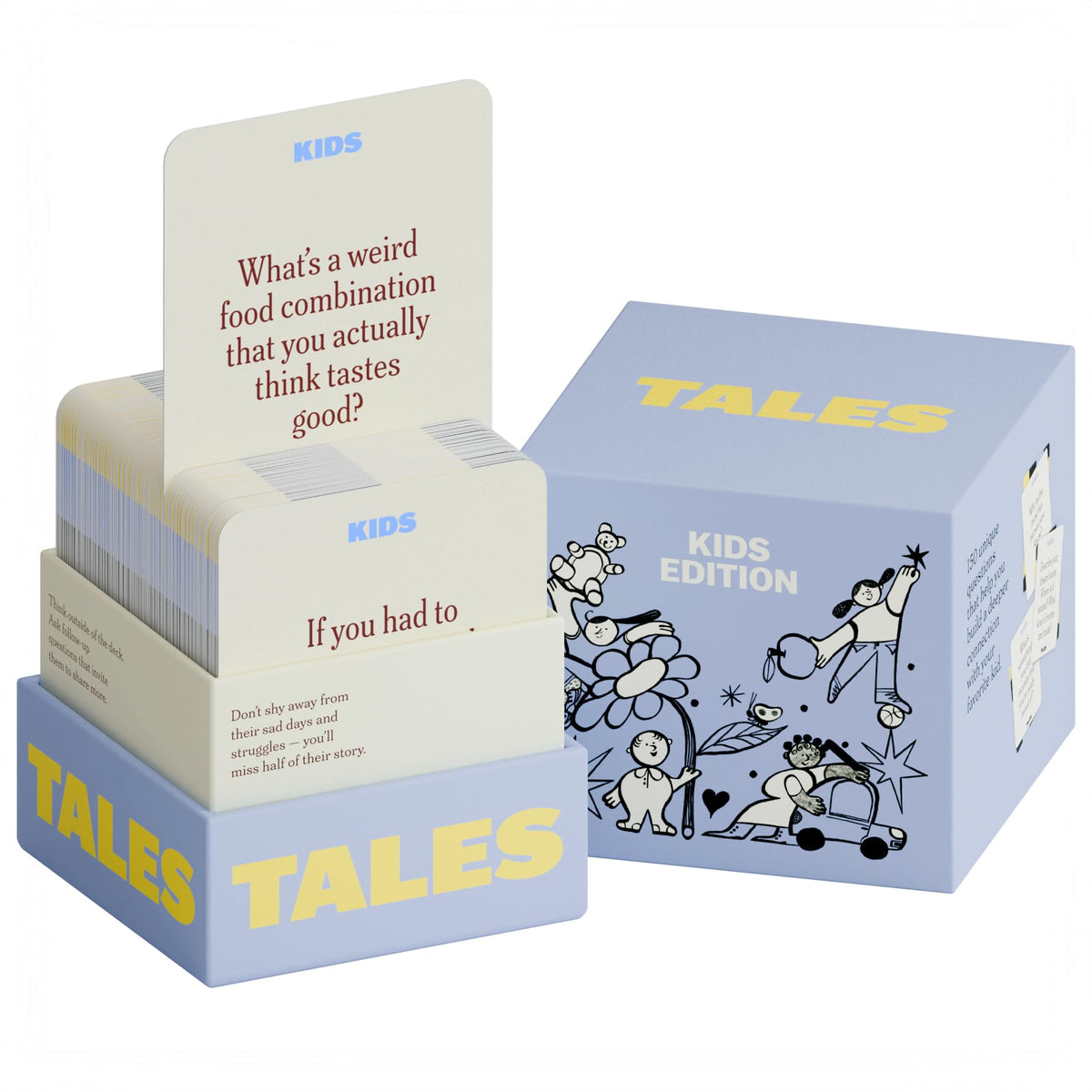 TALES vista frontal de la baraja, packaging claro y fácil de llevar