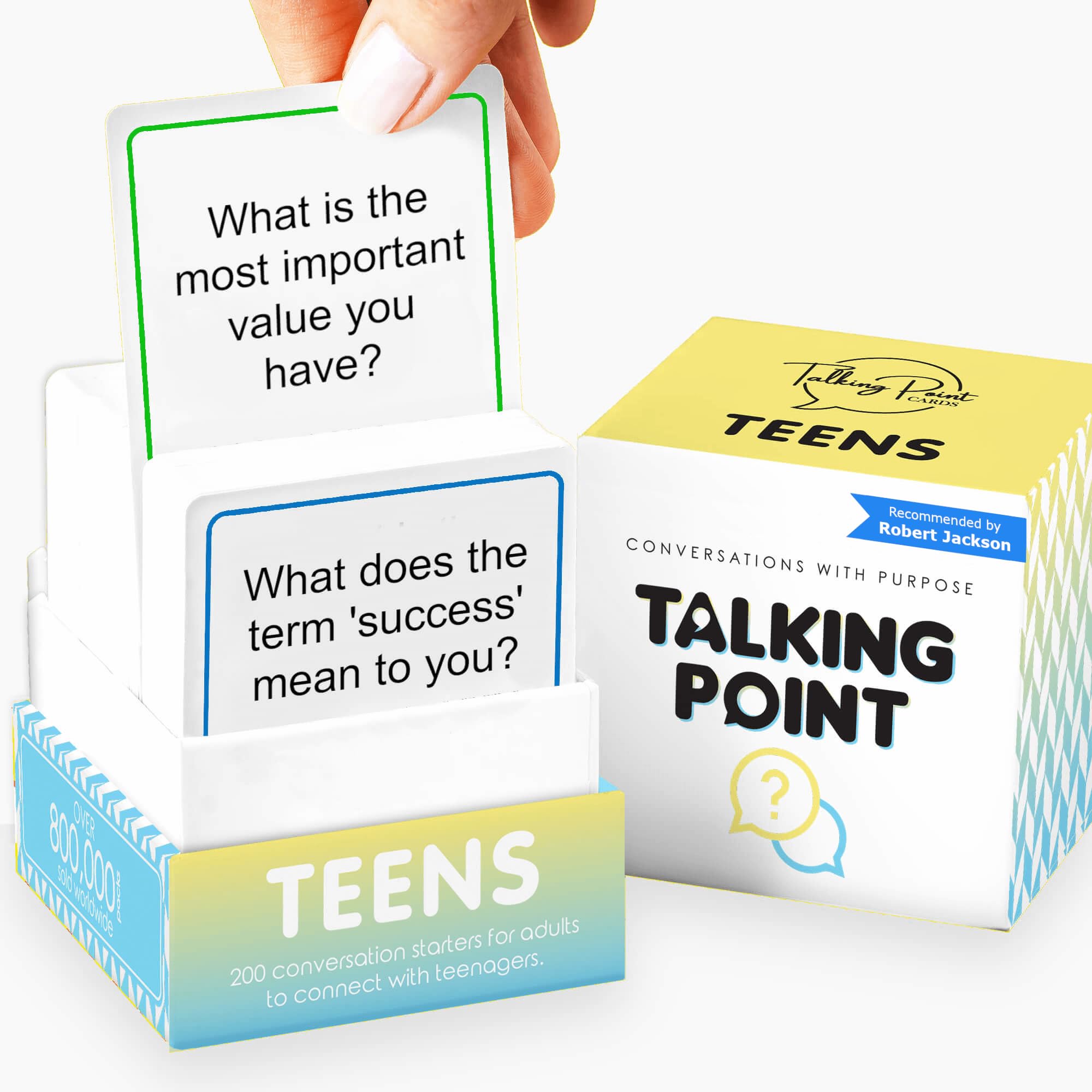 TALKING POINT CARDS vista frontal de la baraja, facilita conversaciones familiares