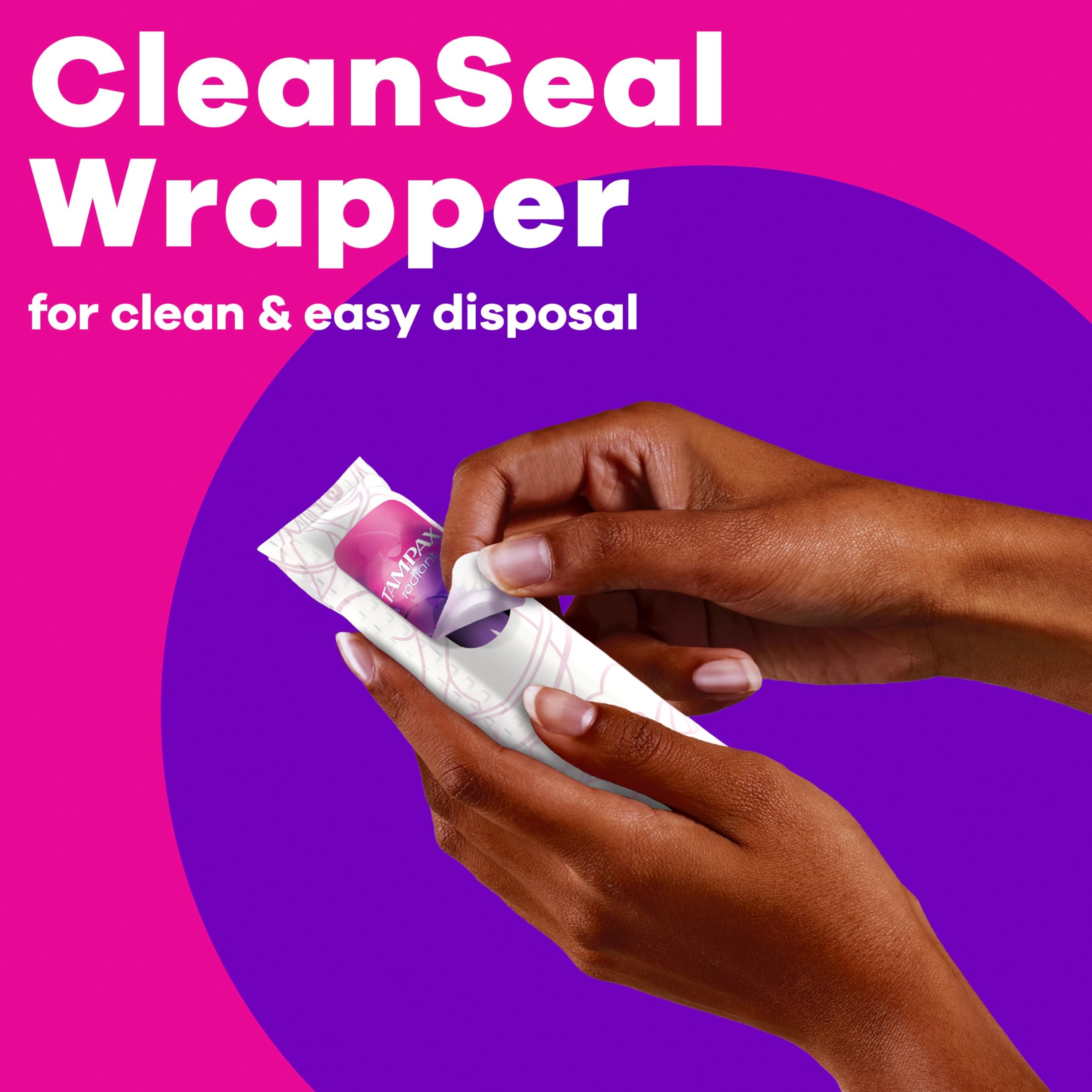Tampax Radiant envoltura CleanSeal para eliminación discreta