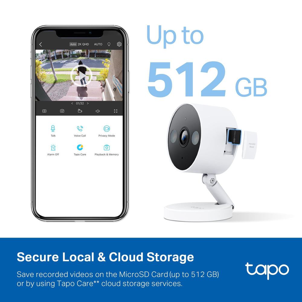 Tapo C120 montada magnéticamente en un barandal para instalación sin herramientas